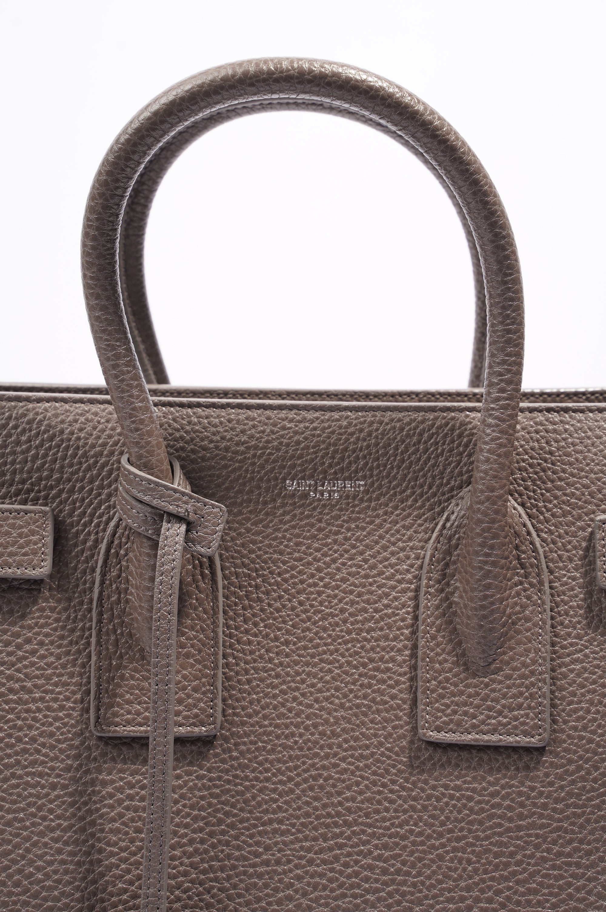 Saint Laurent Sac De Jour Tote Bag Grey Leather Small