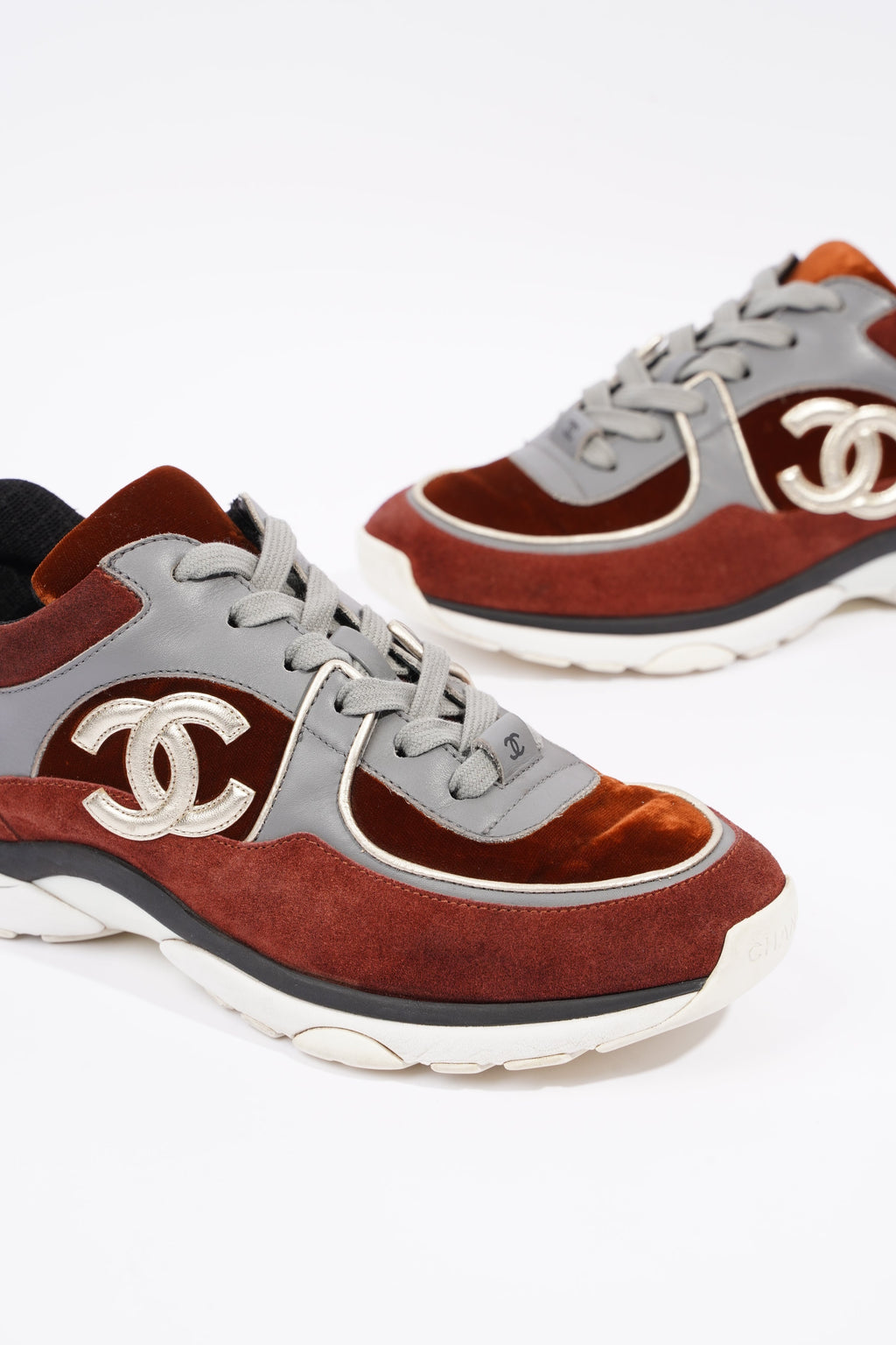 Chanel Womens Runner Maroon / Grey EU 37.5 / UK 4.5