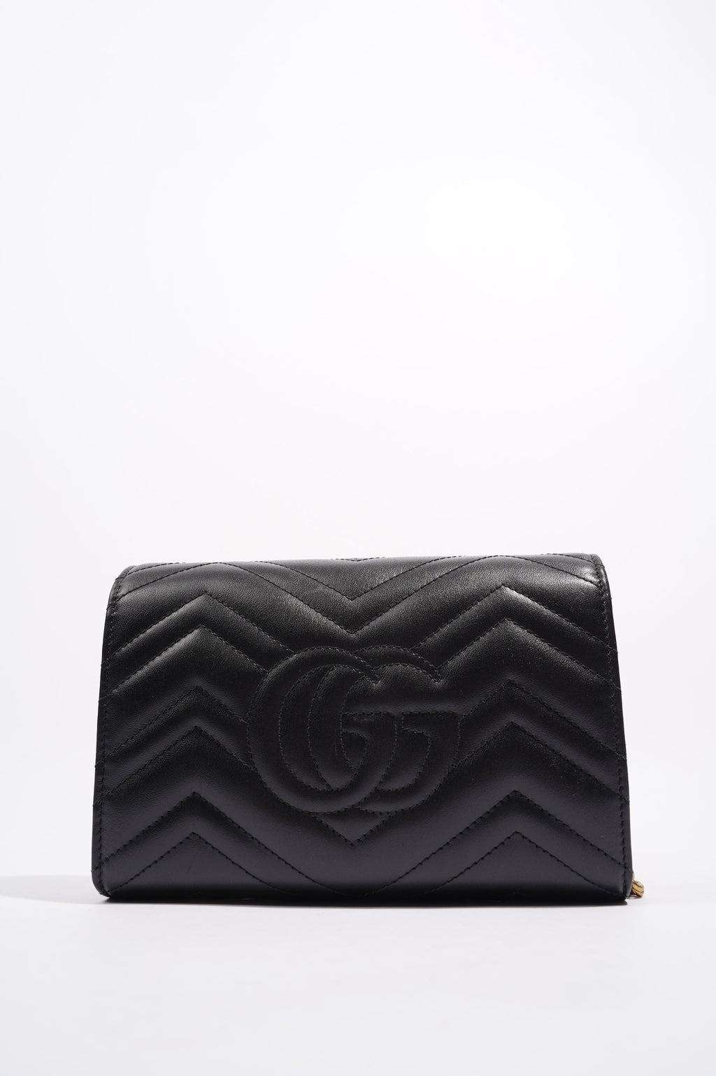 Gucci Womens Marmont Flap Black / Gold Matelasse Mini