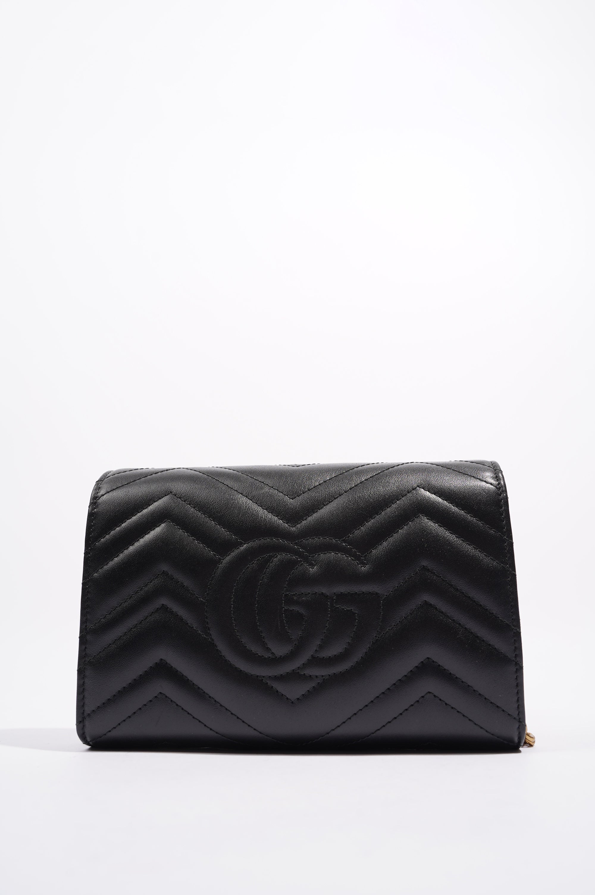 Gucci Womens Marmont Flap Black / Gold Matelasse Mini
