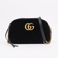 Gucci Womens Marmont Zip Black Velvet Small
