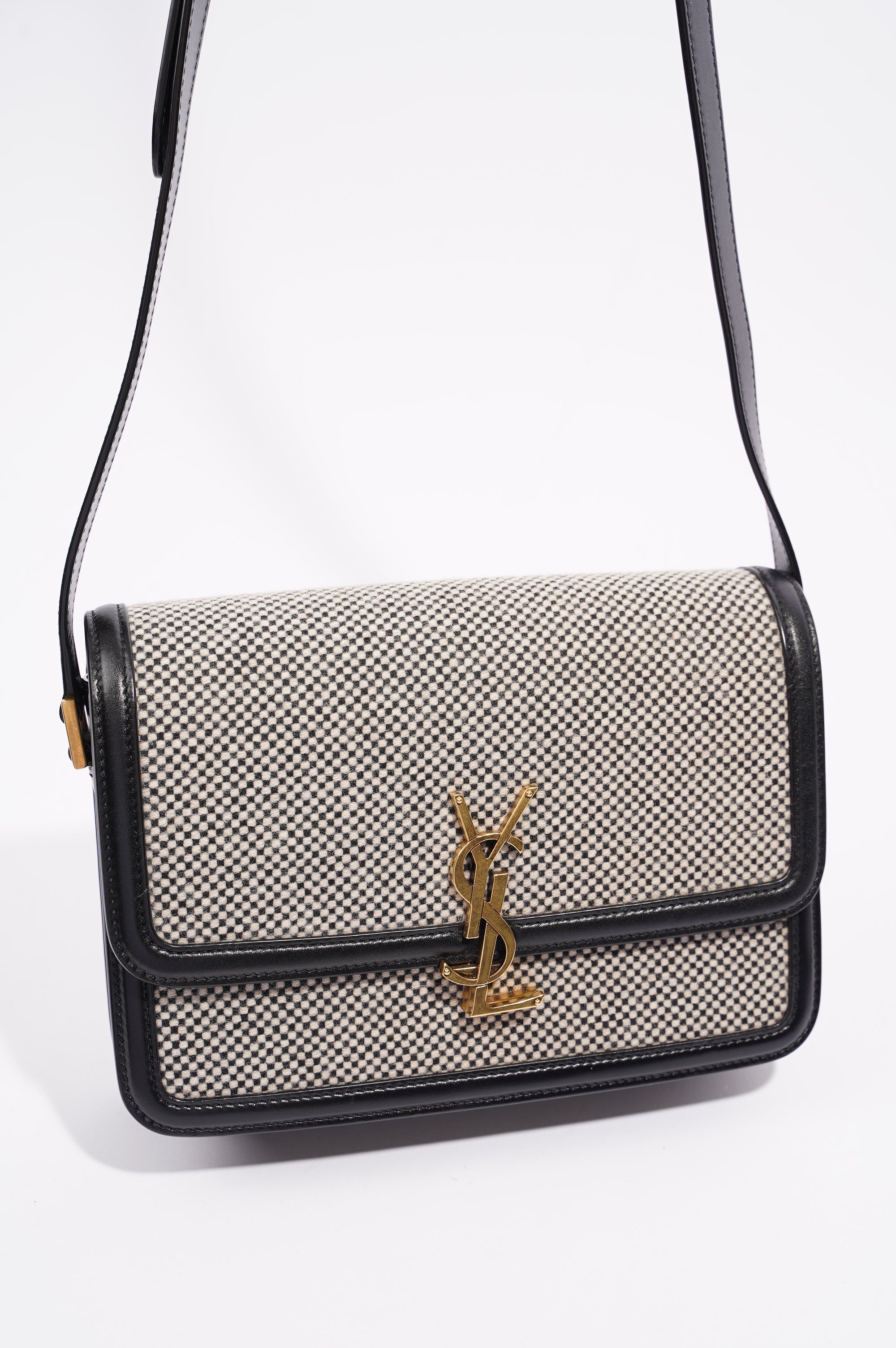 Saint Laurent Womens Solferino Beige / Black Medium