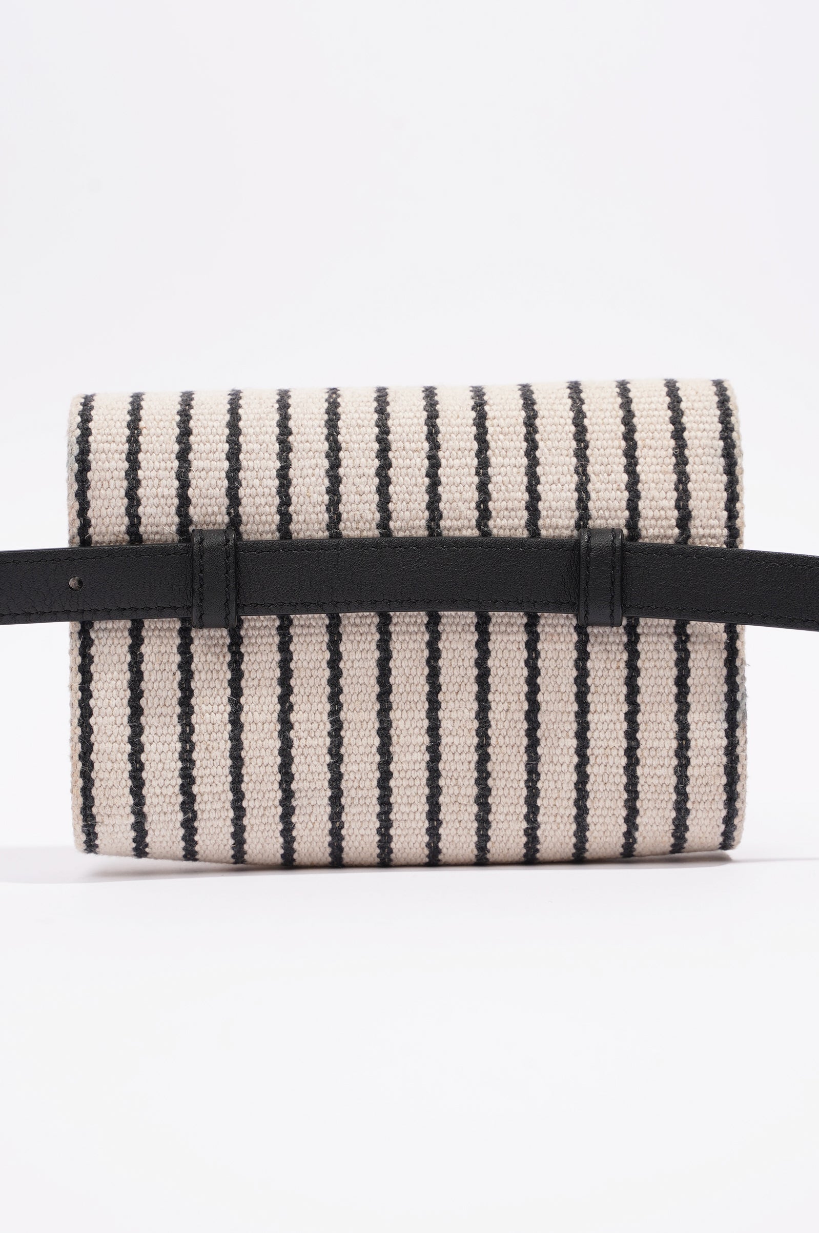 Saint Laurent Womens Kate Belt Bag Cream / Black Canvas Mini