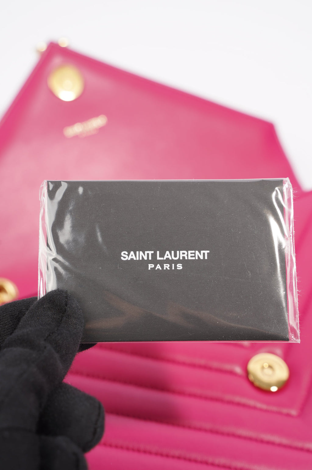 Saint Laurent Womens Chevron Envelope Bag Pink Medium
