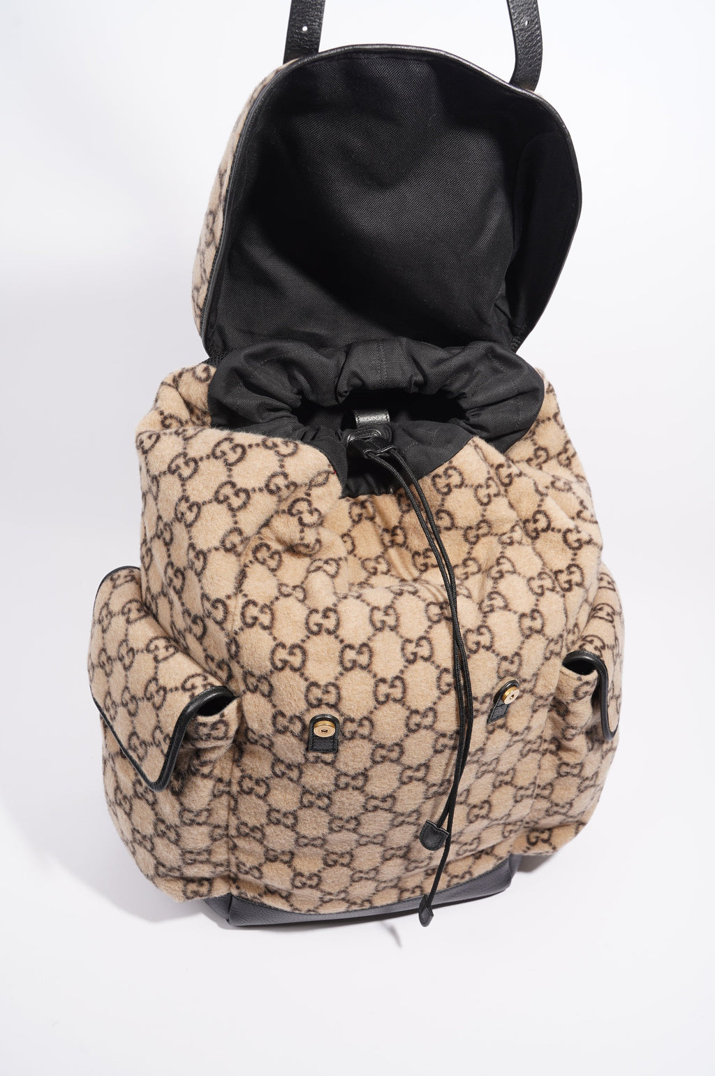 Gucci Womens GG Backpack Beige Wool