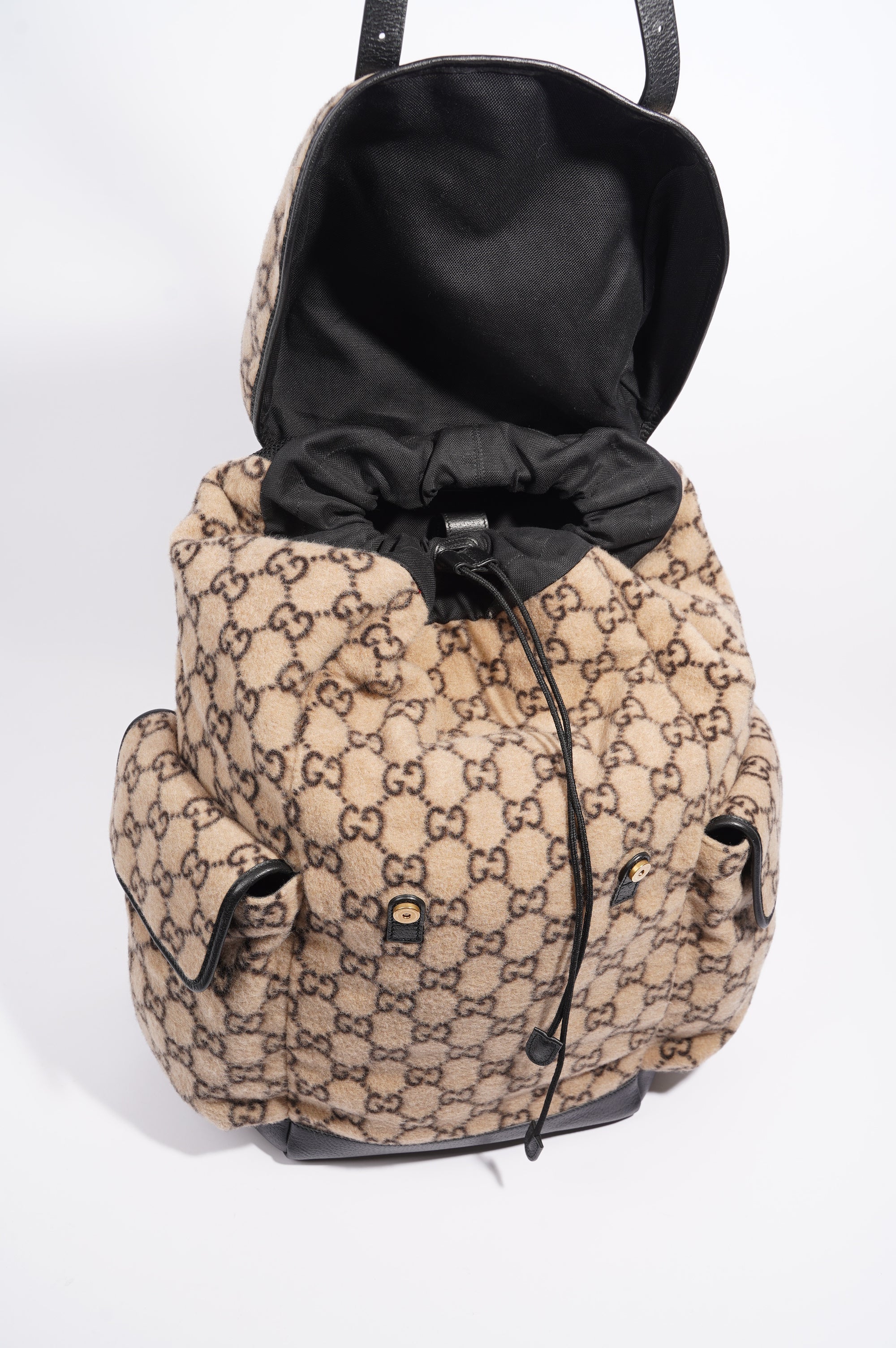 Gucci Womens GG Backpack Beige Wool