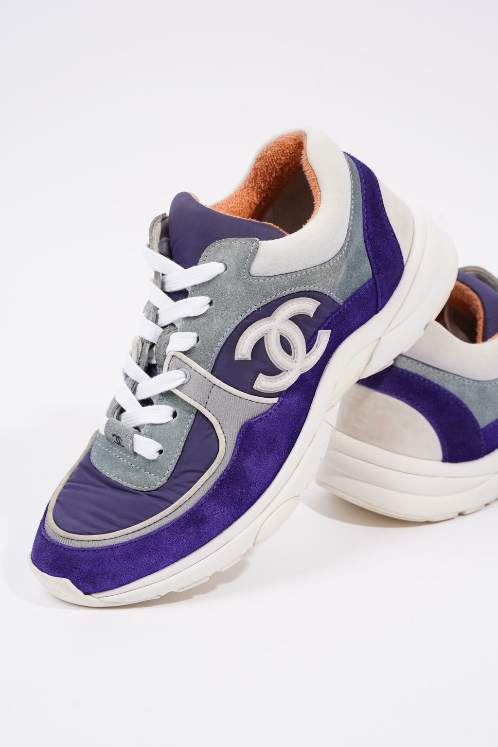 Chanel Womens CC Logo Sneaker Blue / White / Orange EU 39 / UK 6