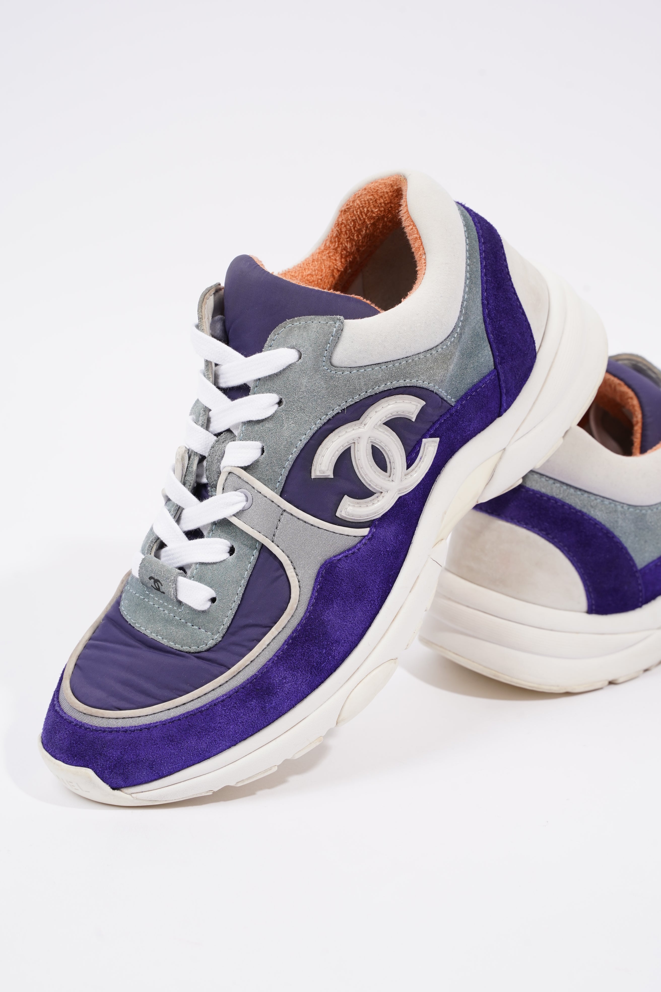 Chanel Womens CC Logo Sneaker Blue / White / Orange EU 39 / UK 6