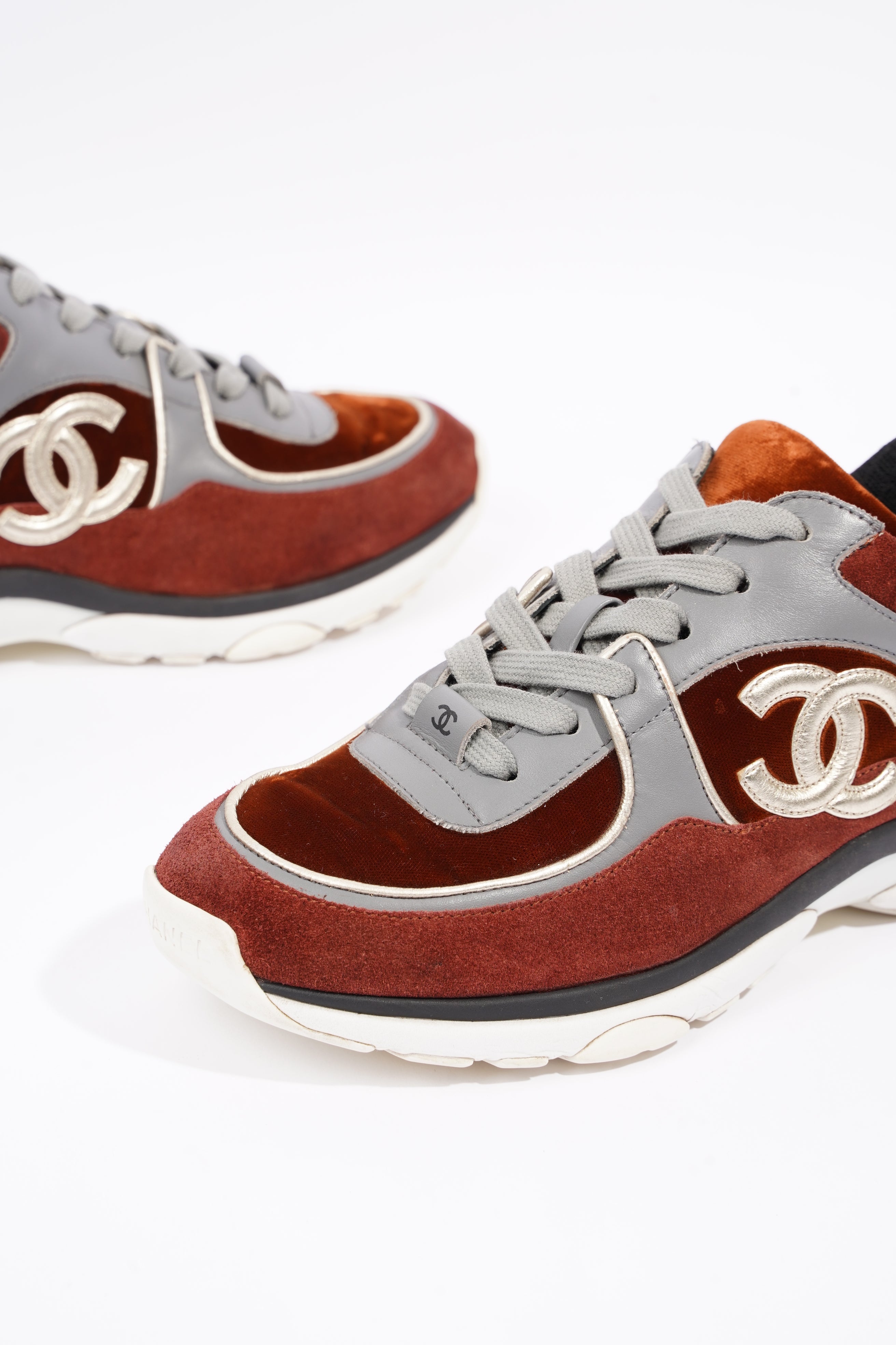 Chanel Womens Runner Maroon / Grey EU 37.5 / UK 4.5