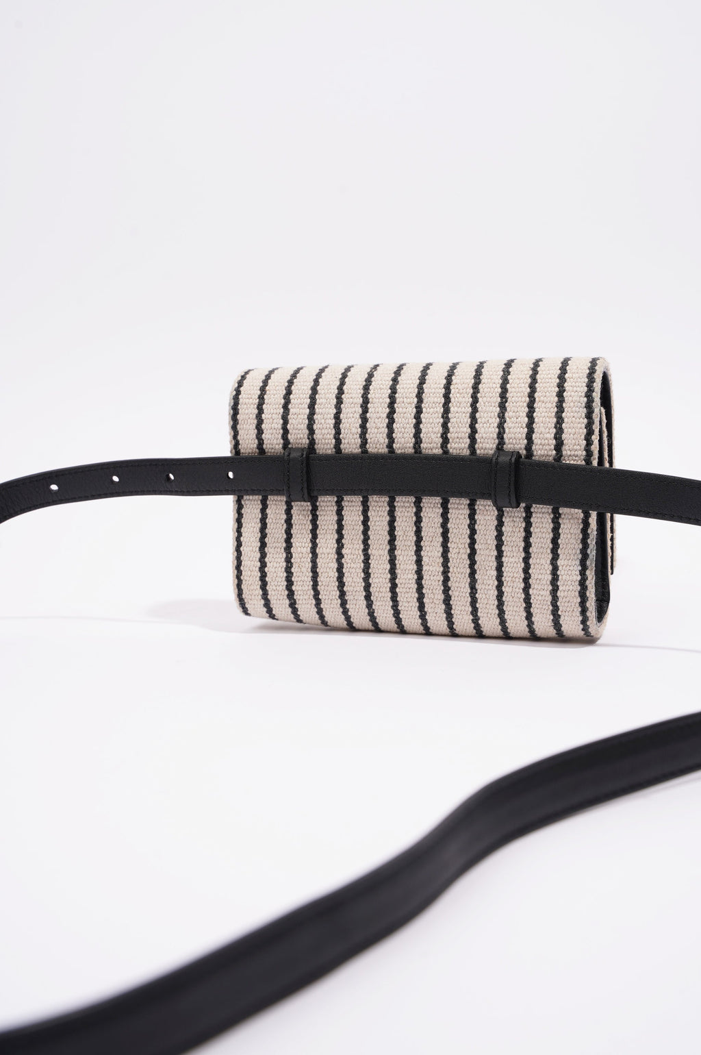 Saint Laurent Womens Kate Belt Bag Cream / Black Canvas Mini