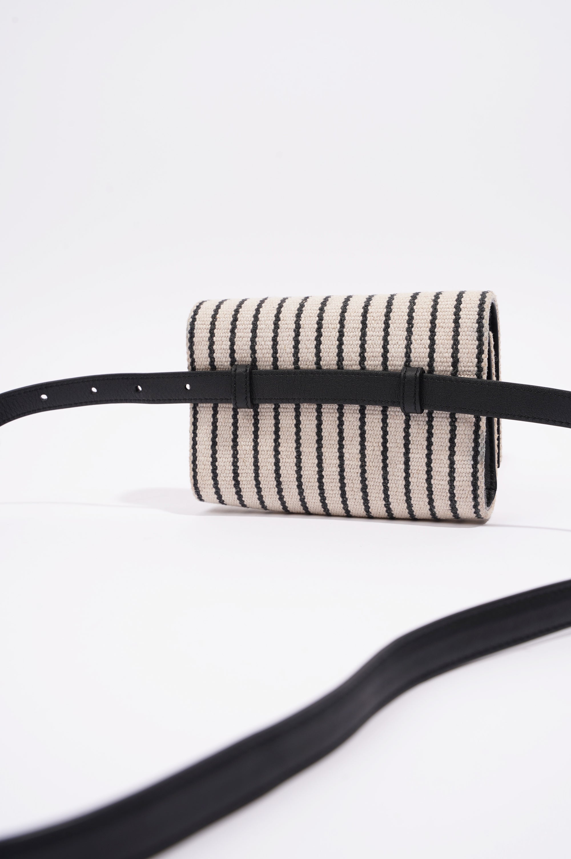 Saint Laurent Womens Kate Belt Bag Cream / Black Canvas Mini