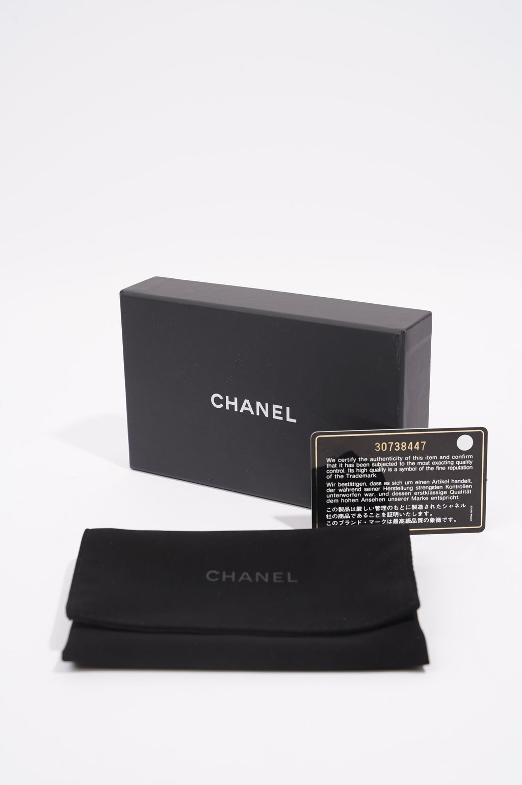 Chanel Womens Lambskin Quilted Flap Card Holder Black Leather