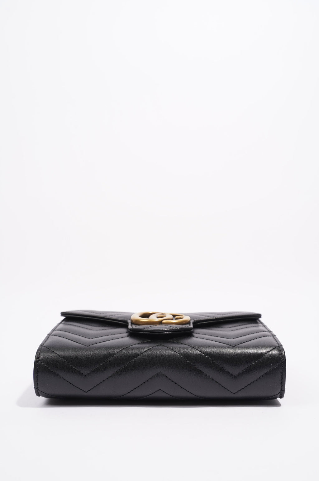 Gucci Womens Marmont Flap Black / Gold Matelasse Mini