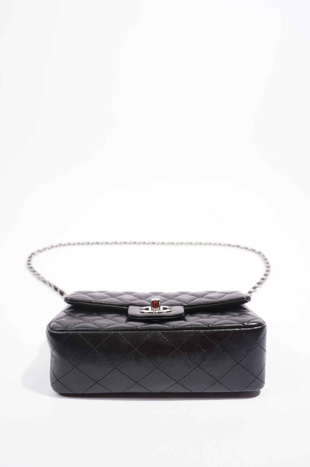 Chanel Womens Lambskin Flap Bag Black Mini