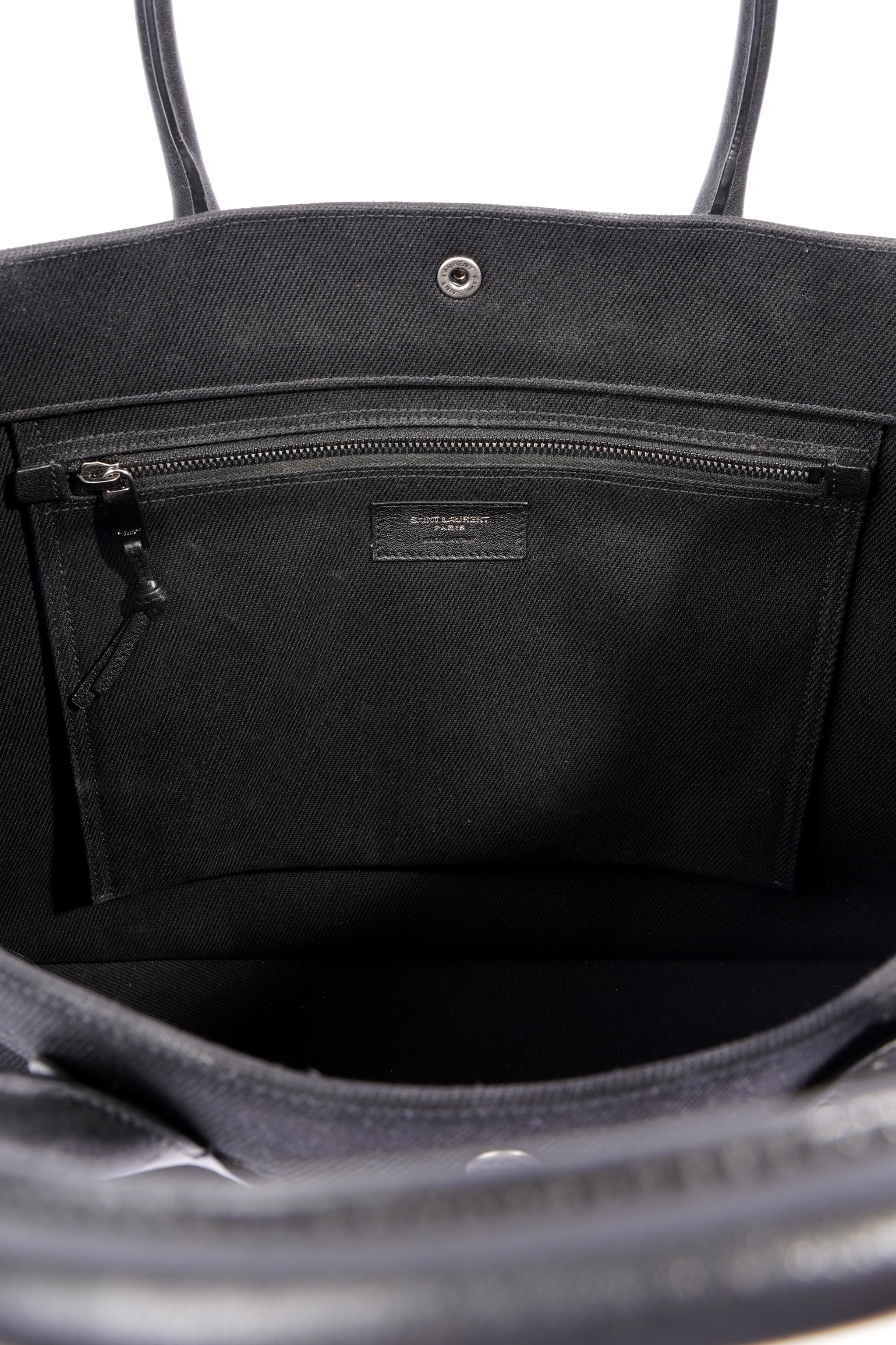 Saint Laurent Womens Rive Gauche Tote Black Canvas Large
