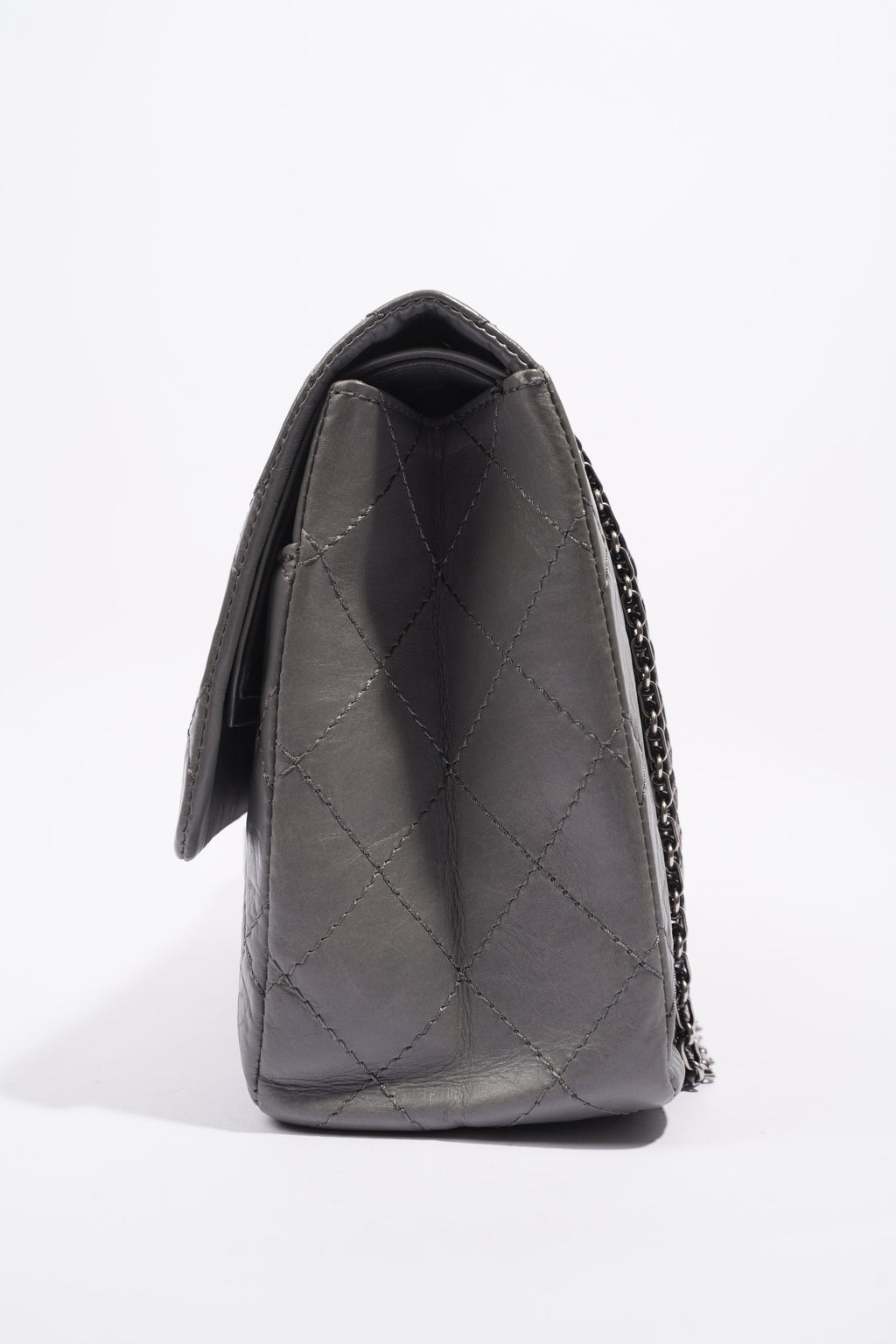 Chanel Womens 2.55 Lambskin Classic Flap Bag Grey