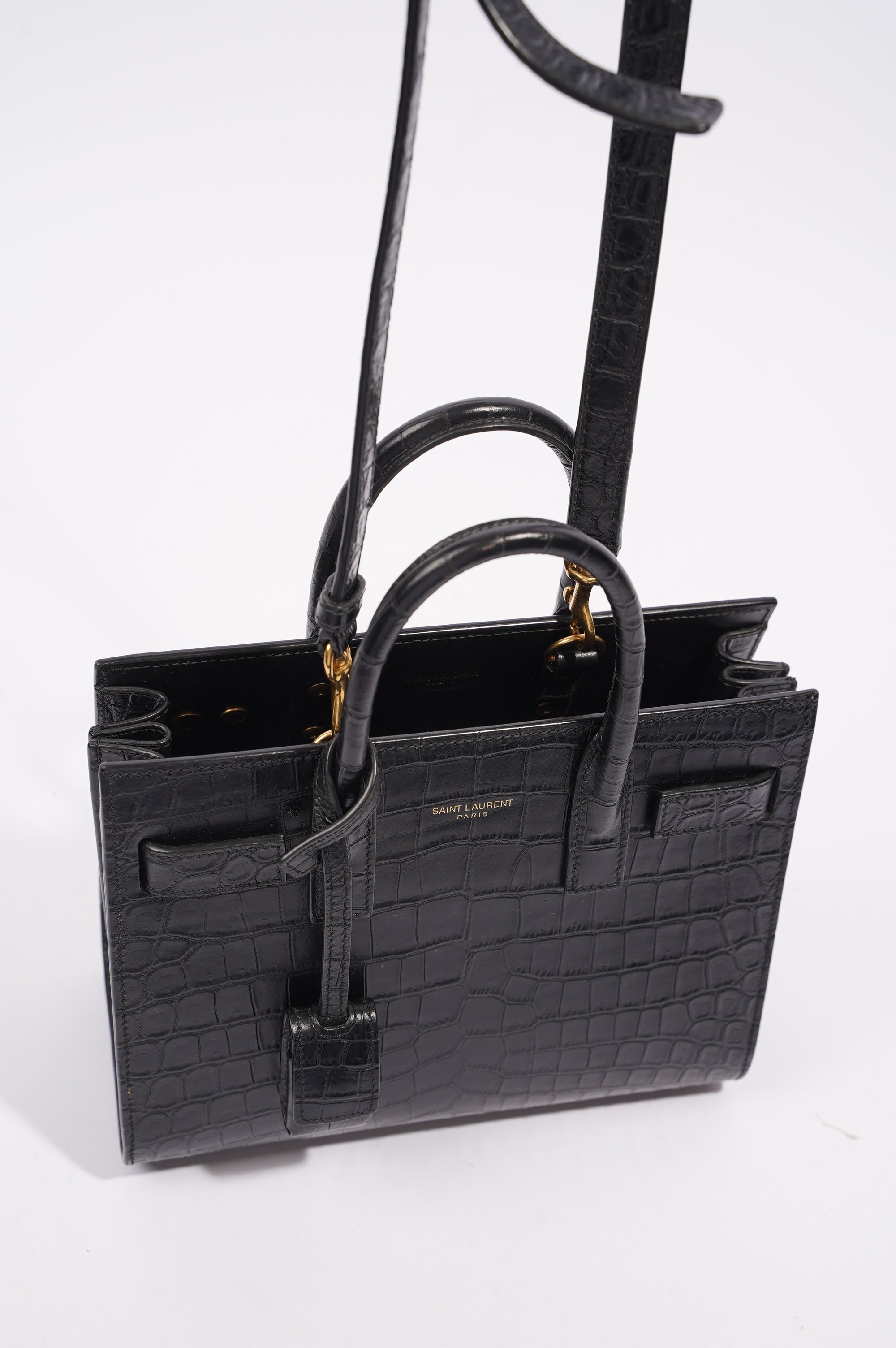 Saint Laurent Womens Sac De Jour Black / Croc Nano