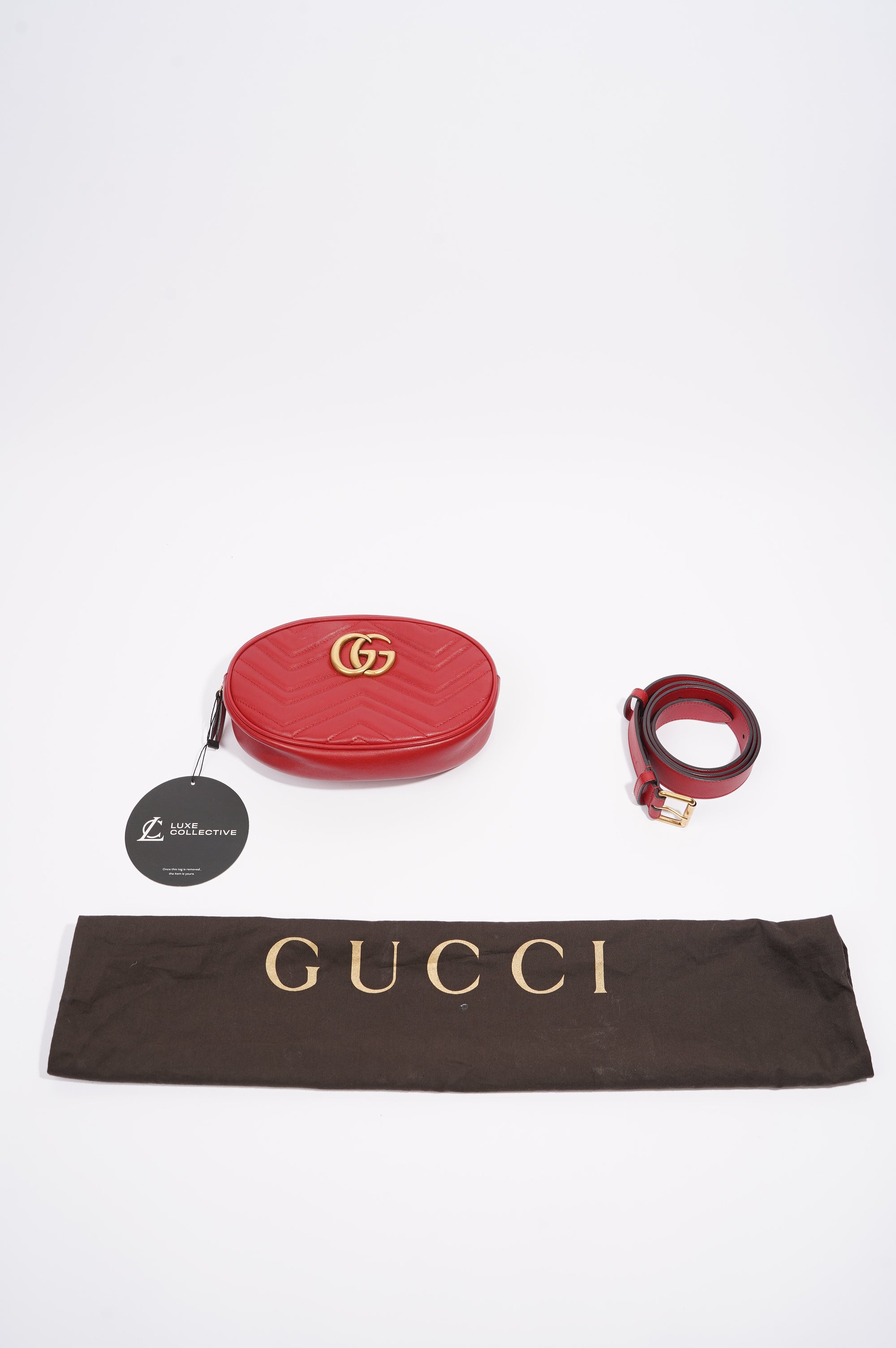 Gucci Womens Marmont Belt Bag Red Leather