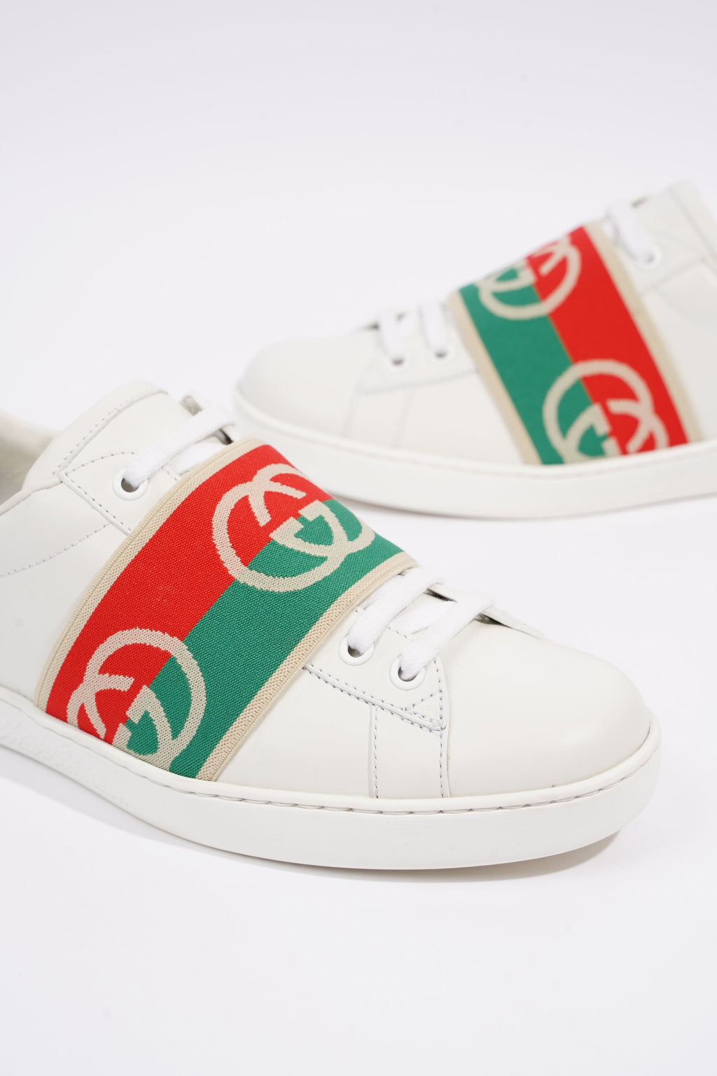Gucci Mens Ace Elastic Web White / Green / Red EU 39 / UK 5