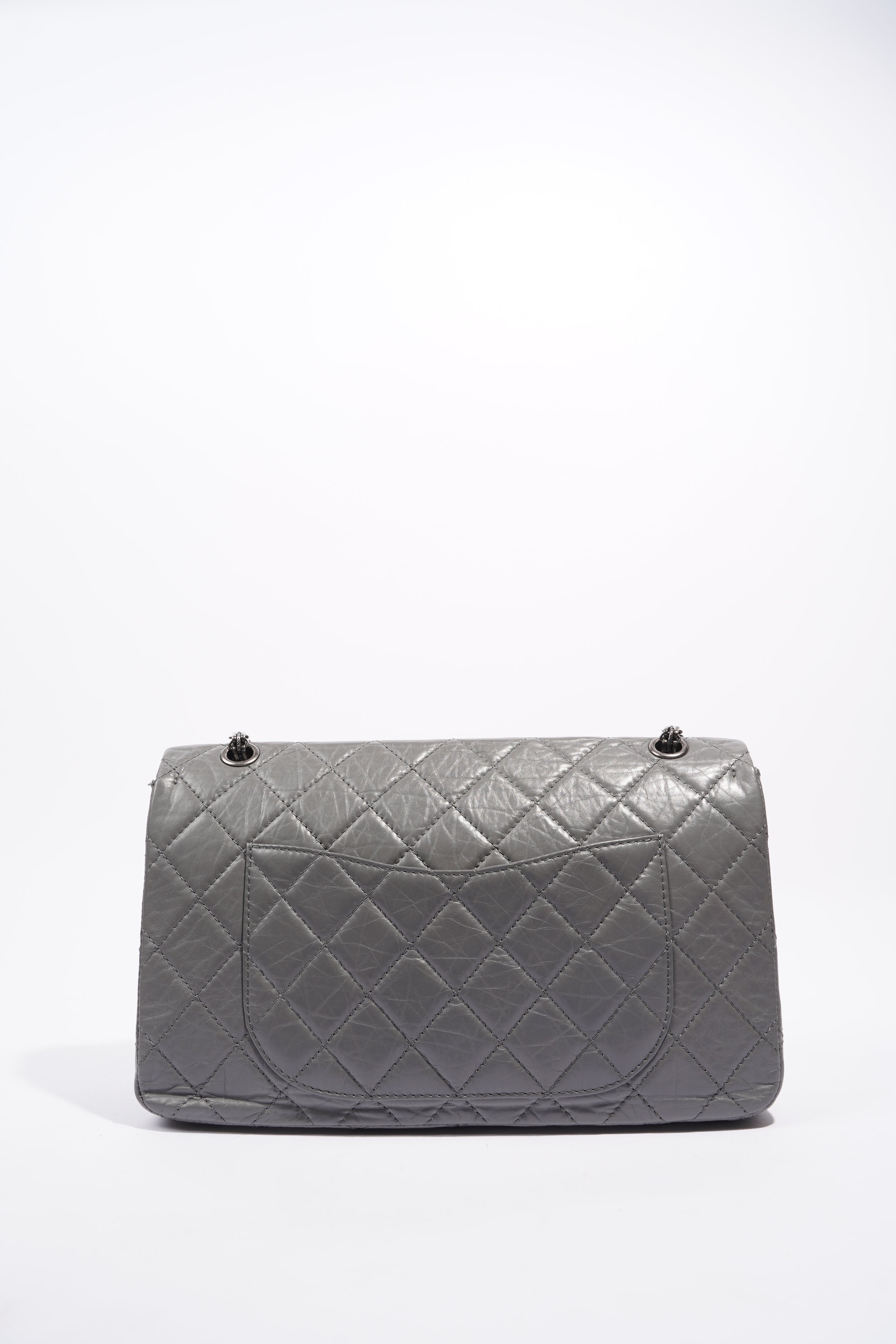 Chanel Womens 2.55 Lambskin Classic Flap Bag Grey