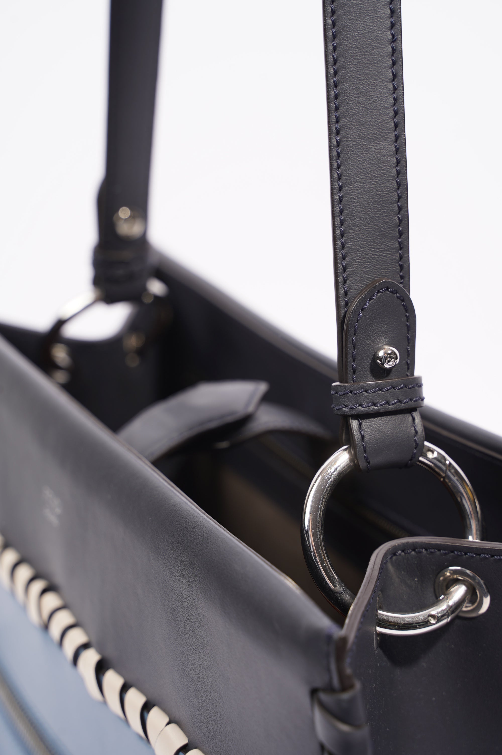 Fendi Womens Runaway Whipstitch Bag Blue / Navy