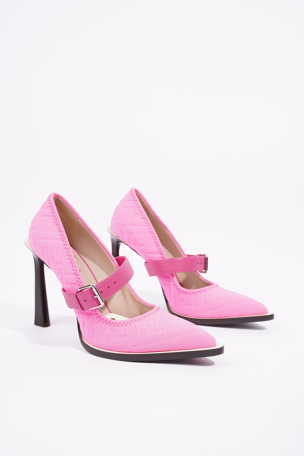 Fendi Womens Decollete Lycra FF Print Pump Pink EU 40 / UK 7