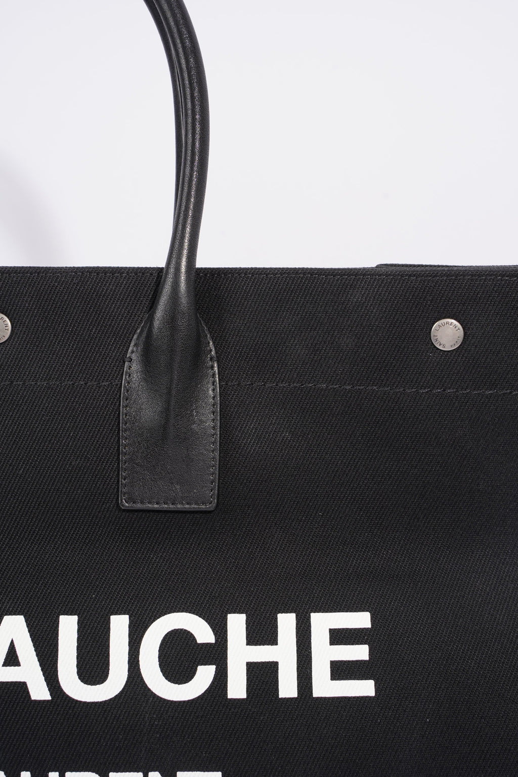 Saint Laurent Womens Rive Gauche Tote Black Canvas Large