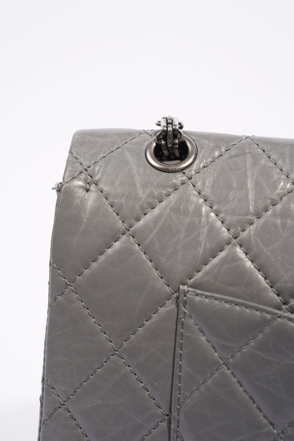 Chanel Womens 2.55 Lambskin Classic Flap Bag Grey