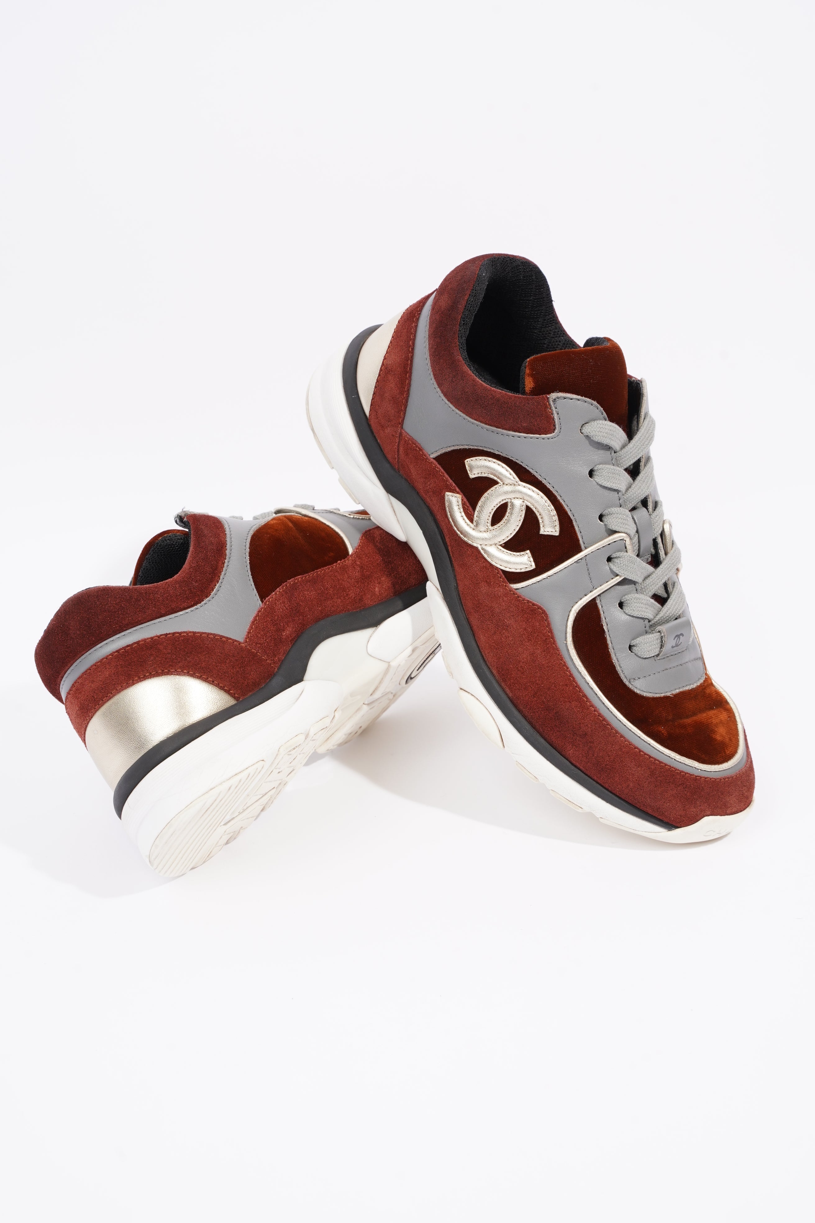 Chanel Womens Runner Maroon / Grey EU 37.5 / UK 4.5