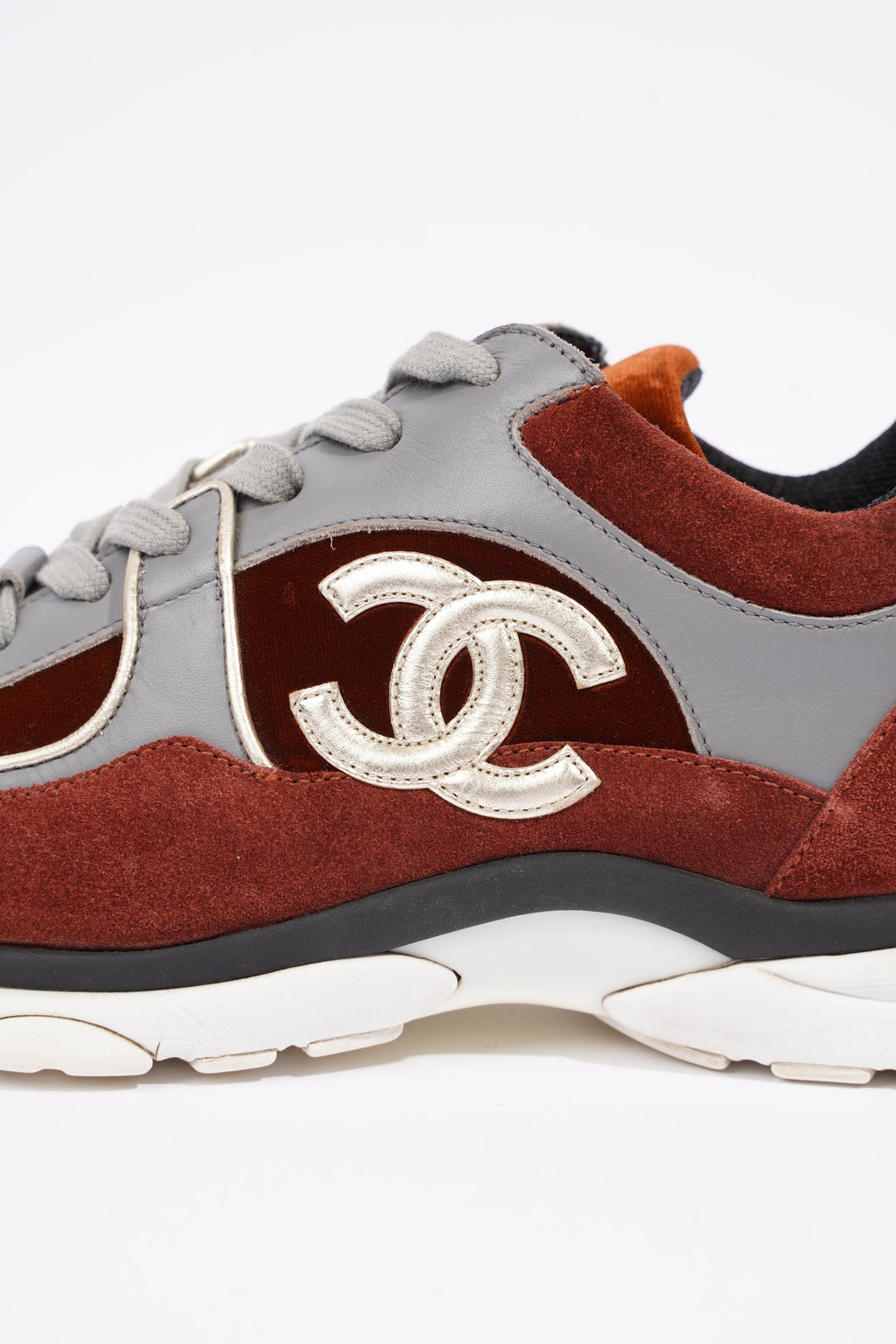 Chanel Womens Runner Maroon / Grey EU 37.5 / UK 4.5