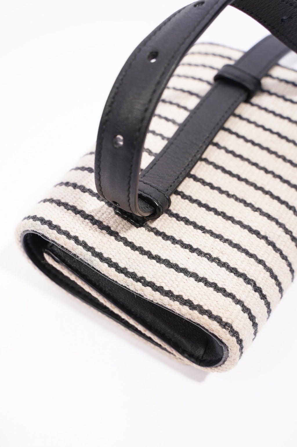 Saint Laurent Womens Kate Belt Bag Cream / Black Canvas Mini