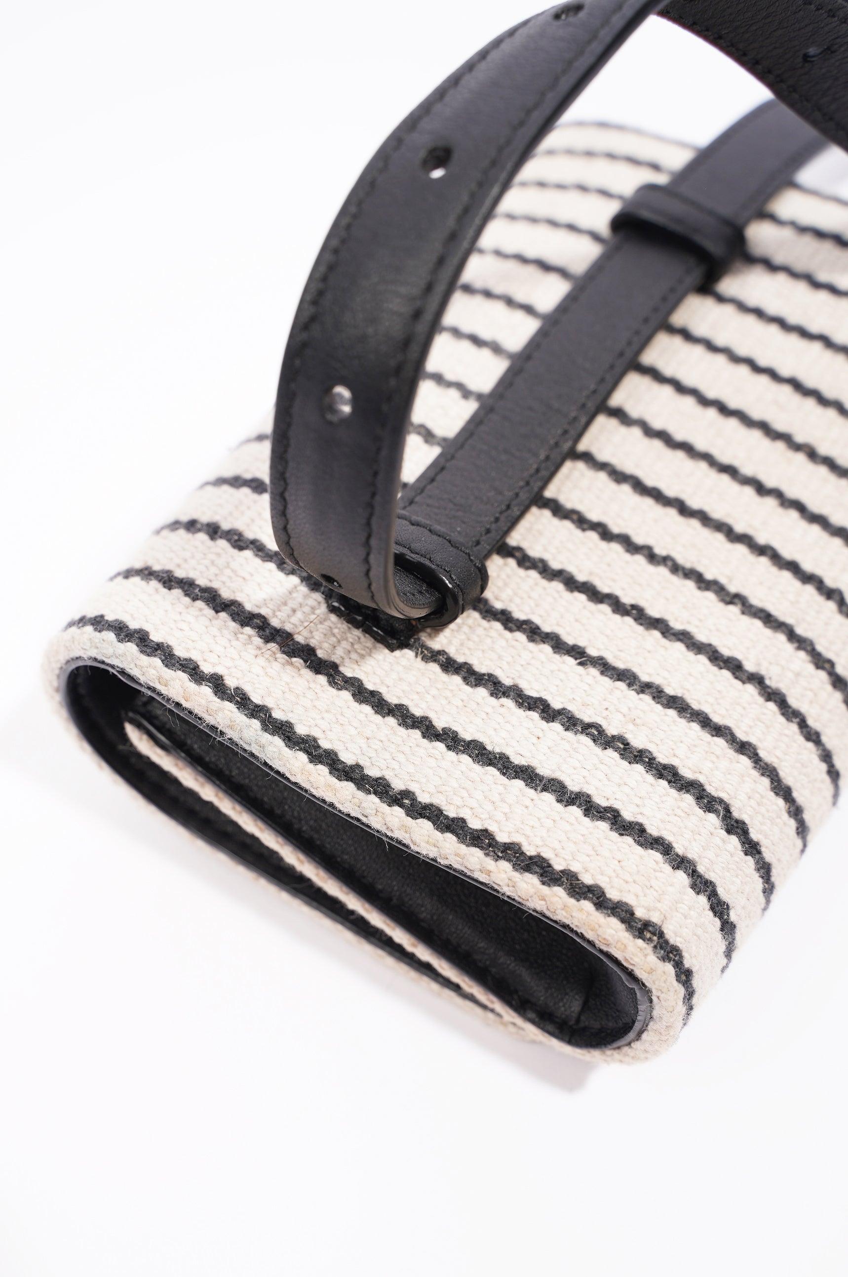 Saint Laurent Womens Kate Belt Bag Cream / Black Canvas Mini