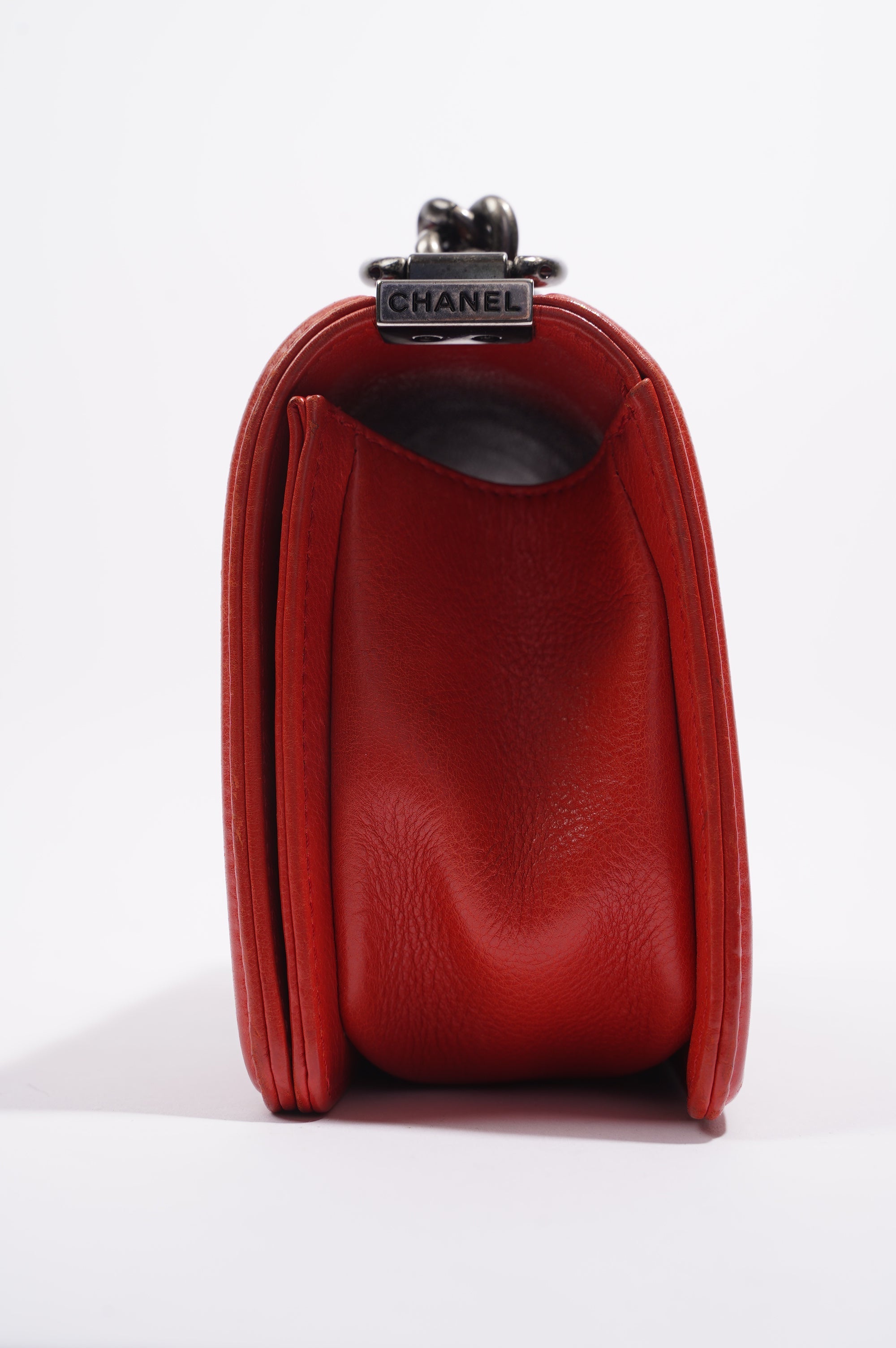 Chanel Womens Boy Bag Red Lambskin Small