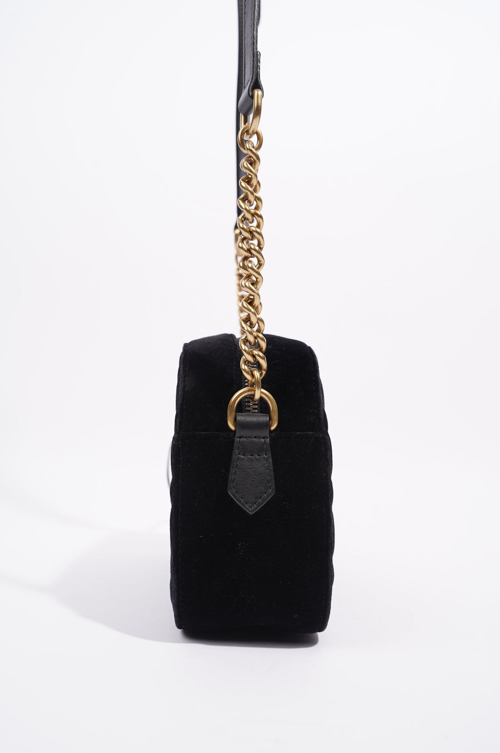 Gucci Womens Marmont Zip Black Velvet Small