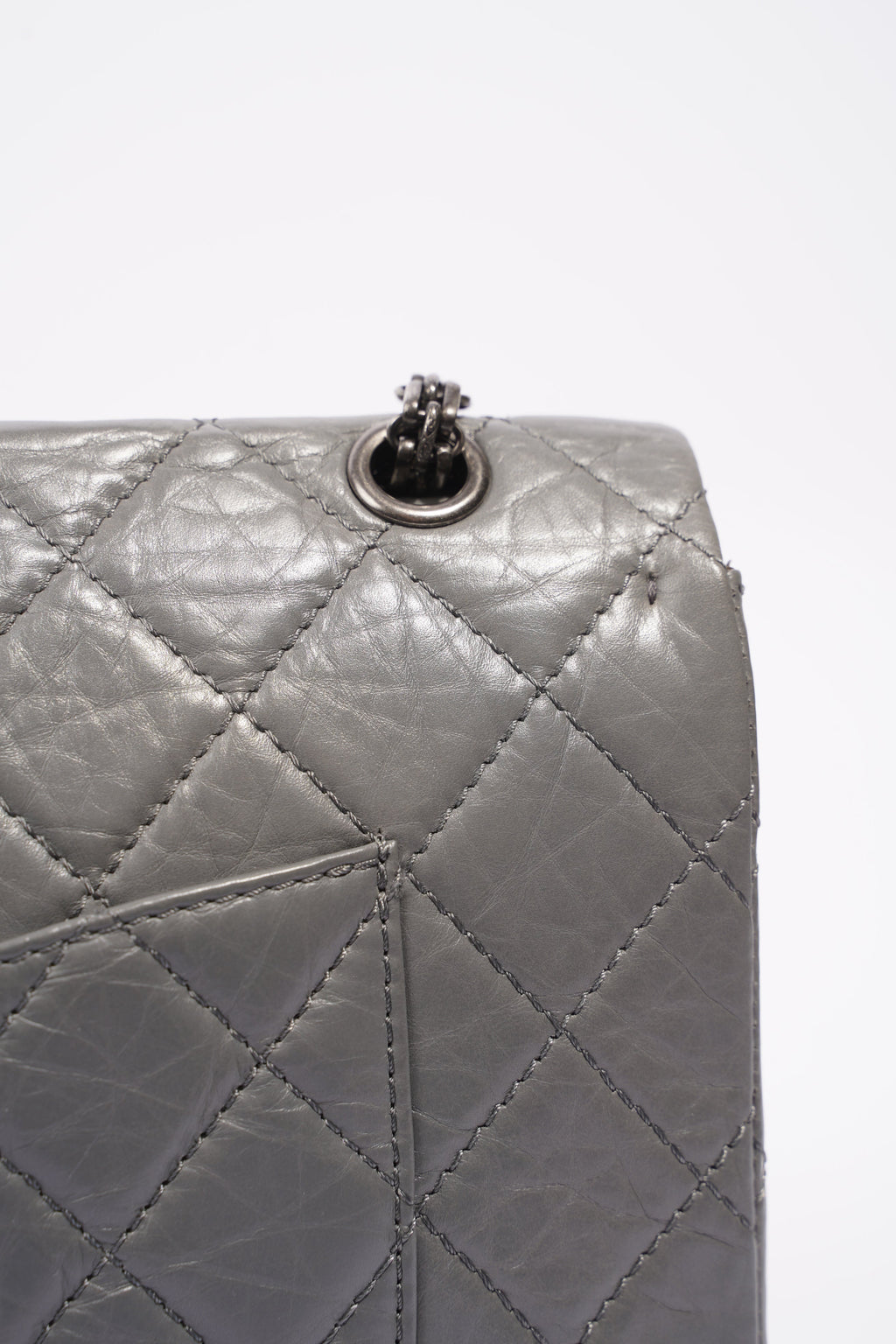 Chanel Womens 2.55 Lambskin Classic Flap Bag Grey