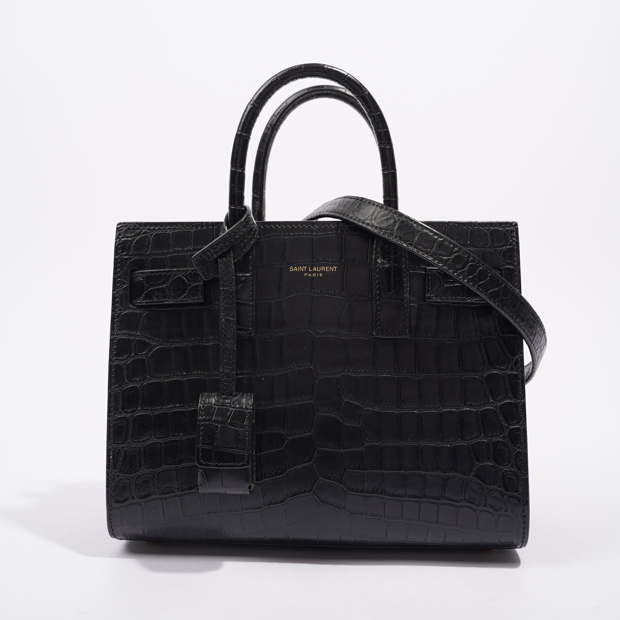 Saint Laurent Womens Sac De Jour Black / Croc Nano