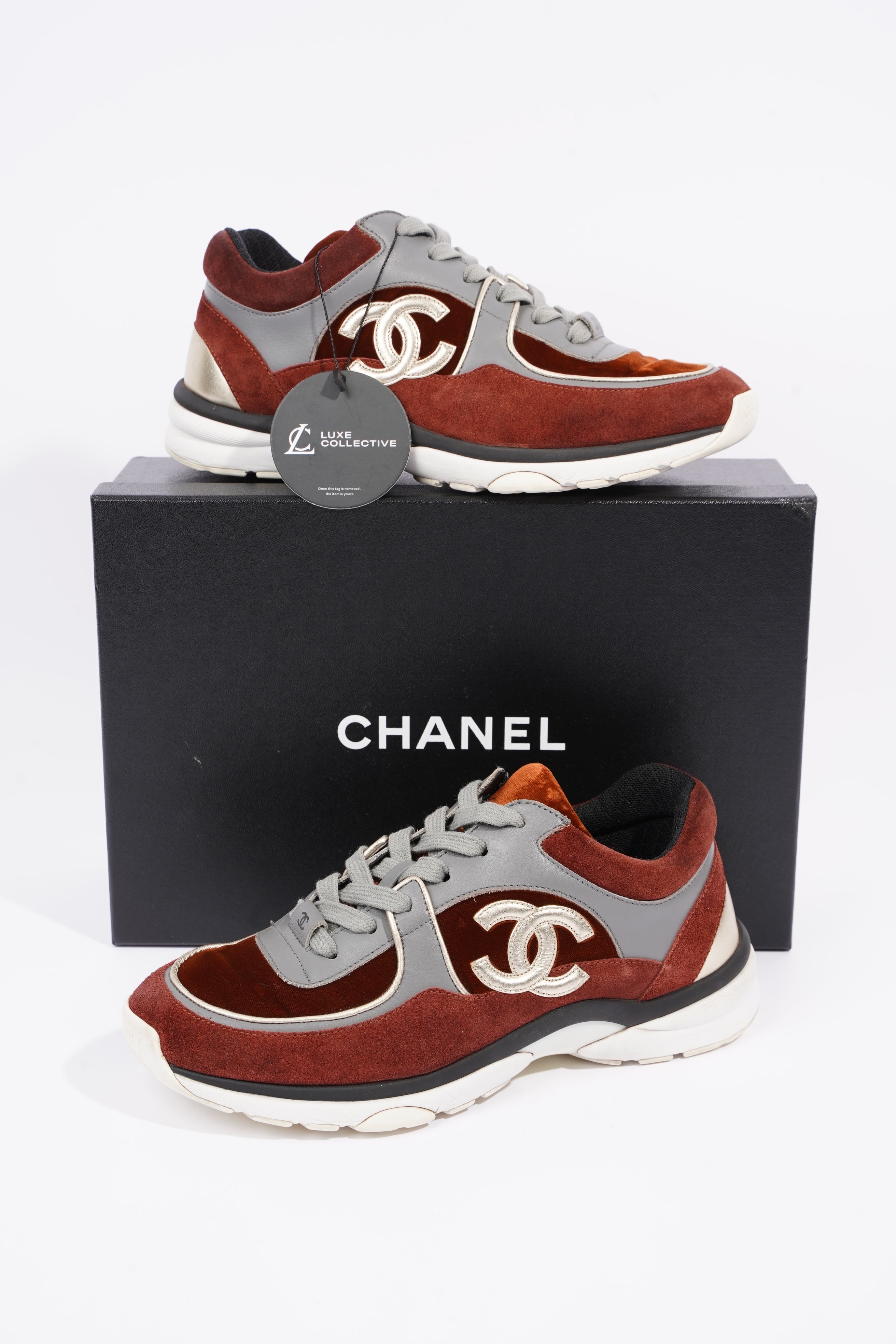 Chanel Womens Runner Maroon / Grey EU 37.5 / UK 4.5