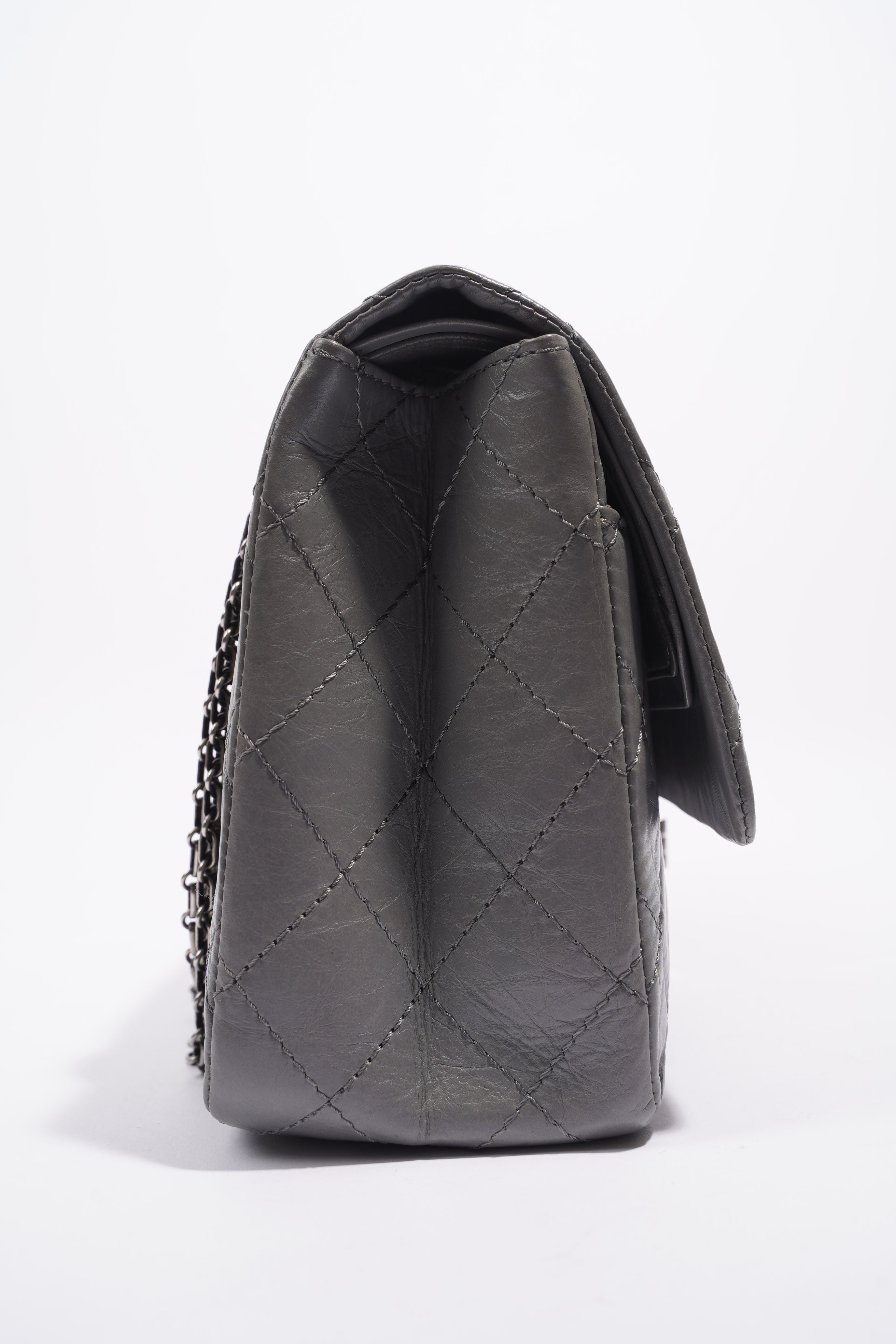 Chanel Womens 2.55 Lambskin Classic Flap Bag Grey