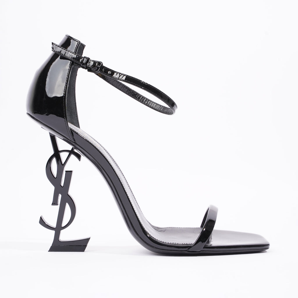 Saint Laurent Womens Opyum Sandal Patent Black EU 38 / UK 5