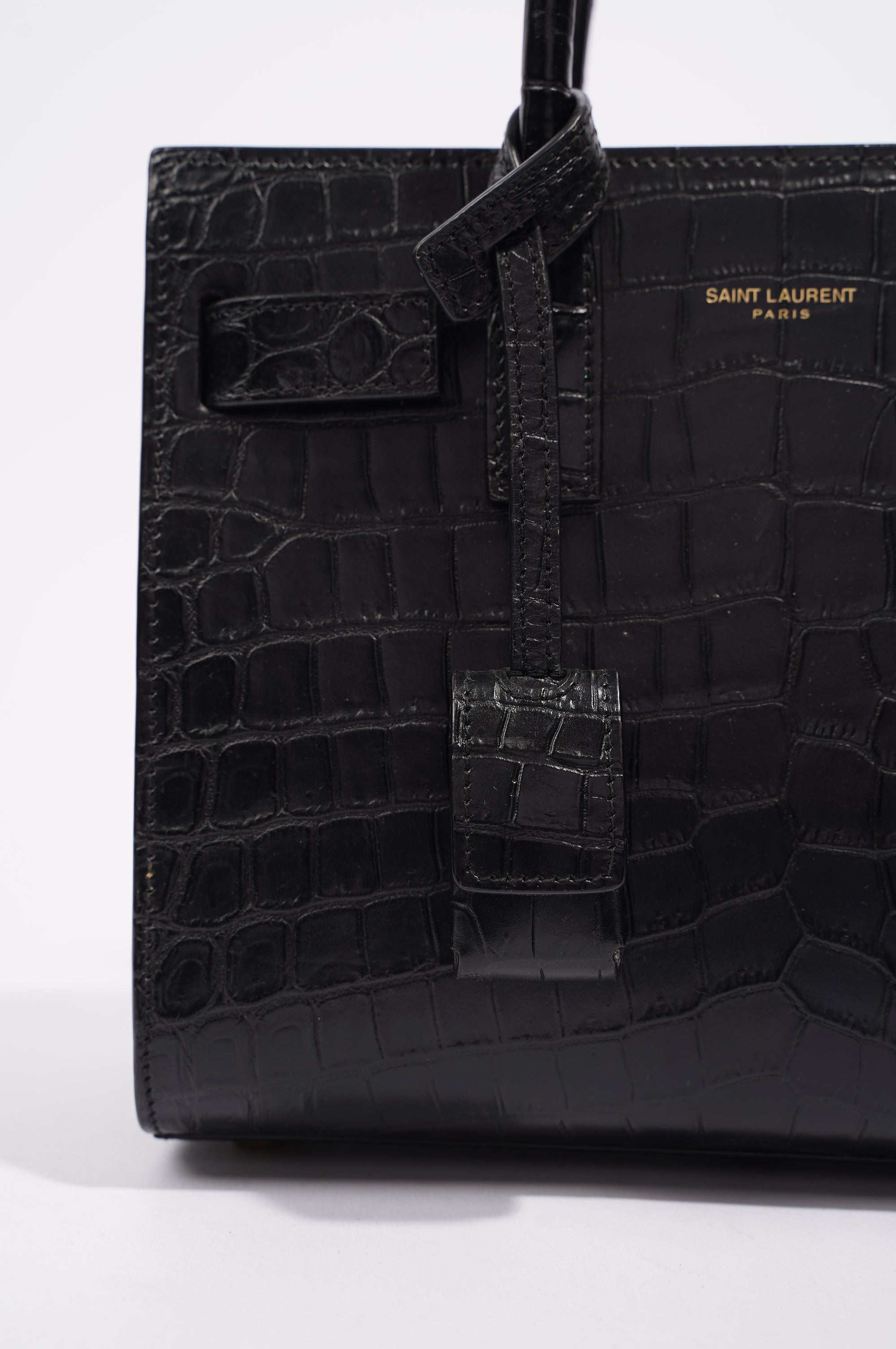 Saint Laurent Womens Sac De Jour Black / Croc Nano