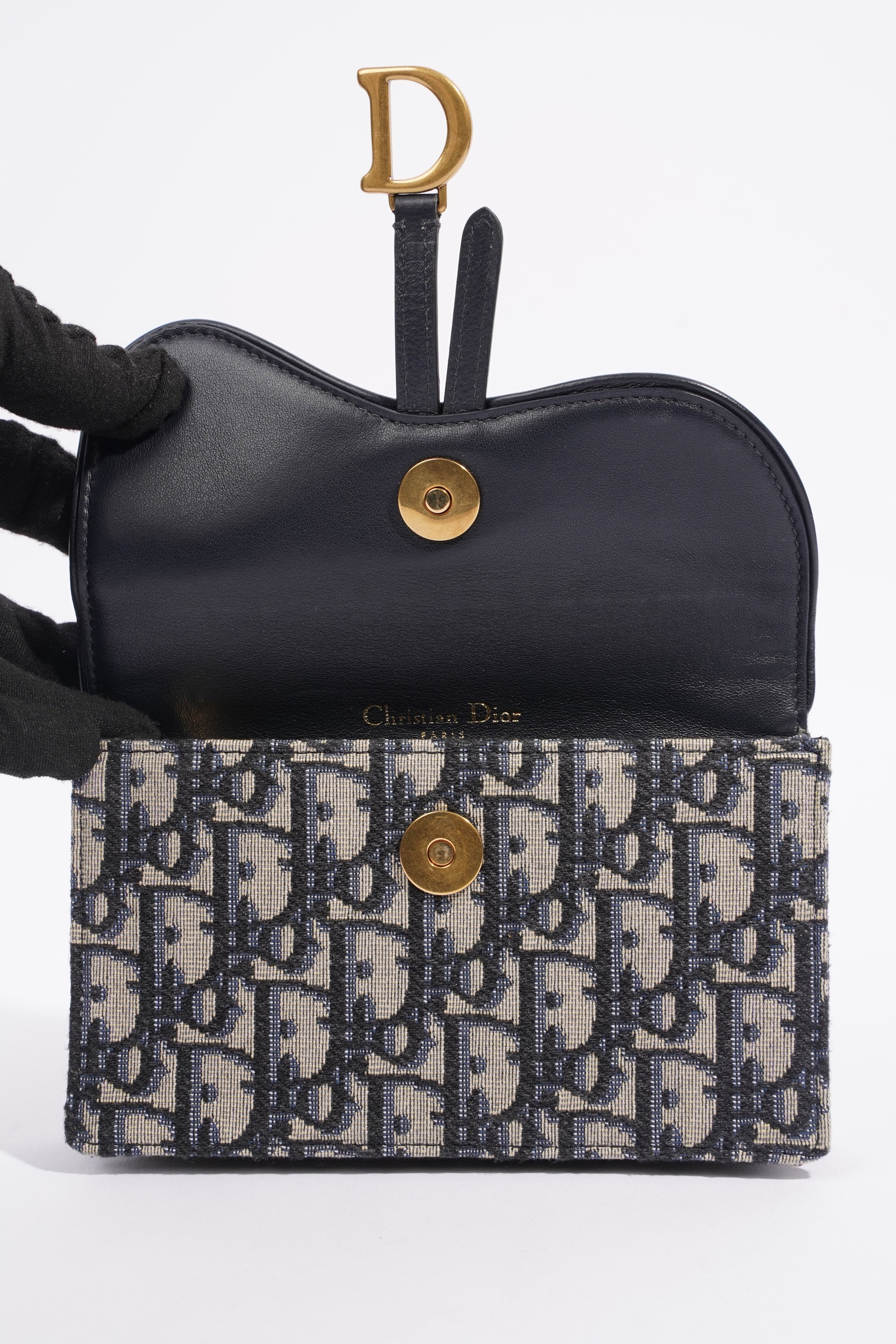 Christian Dior Saddle Belt Bag Blue Oblique Canvas