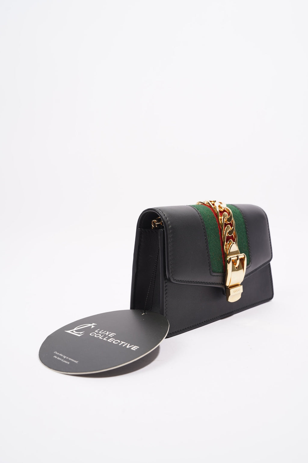 Gucci Womens Sylvie Black / Green / Red Super Mini