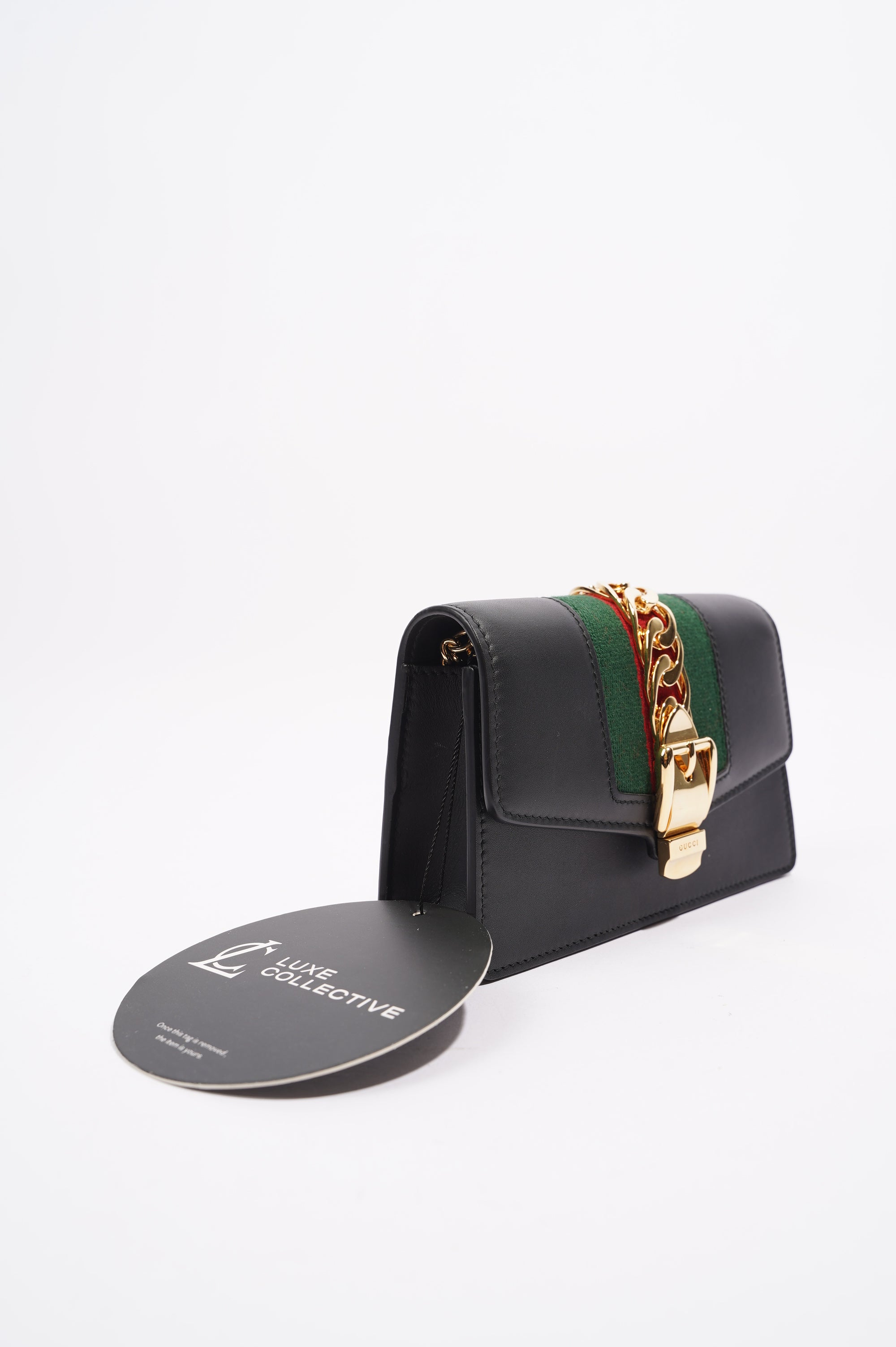 Gucci Womens Sylvie Black / Green / Red Super Mini