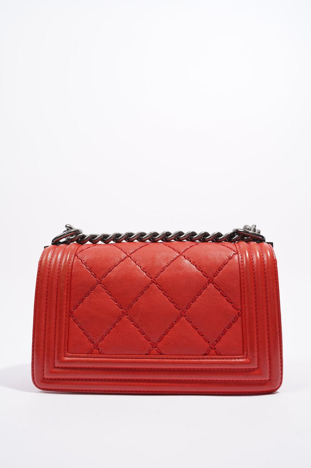Chanel Womens Boy Bag Red Lambskin Small