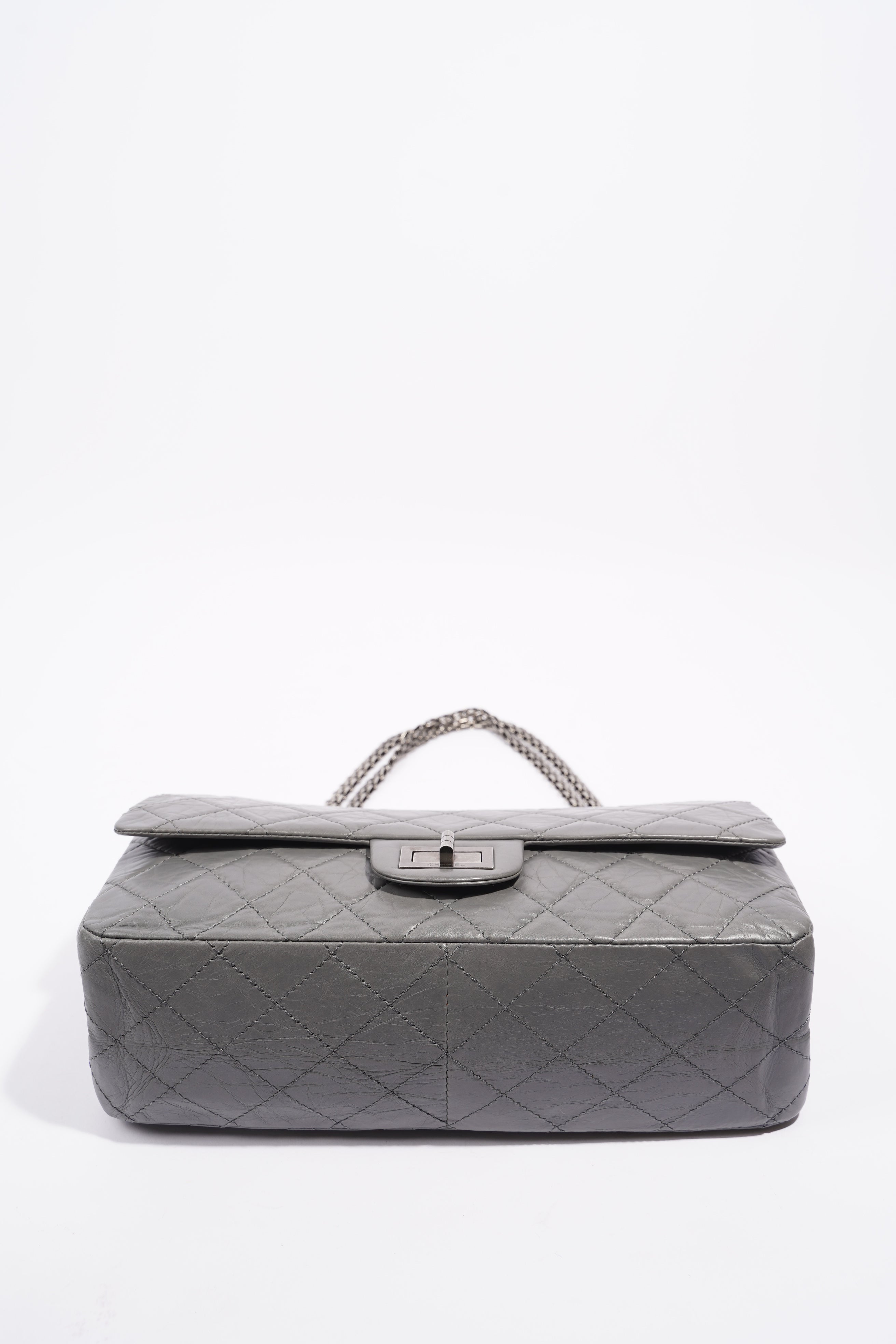 Chanel Womens 2.55 Lambskin Classic Flap Bag Grey