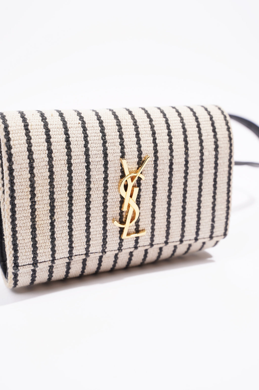 Saint Laurent Womens Kate Belt Bag Cream / Black Canvas Mini