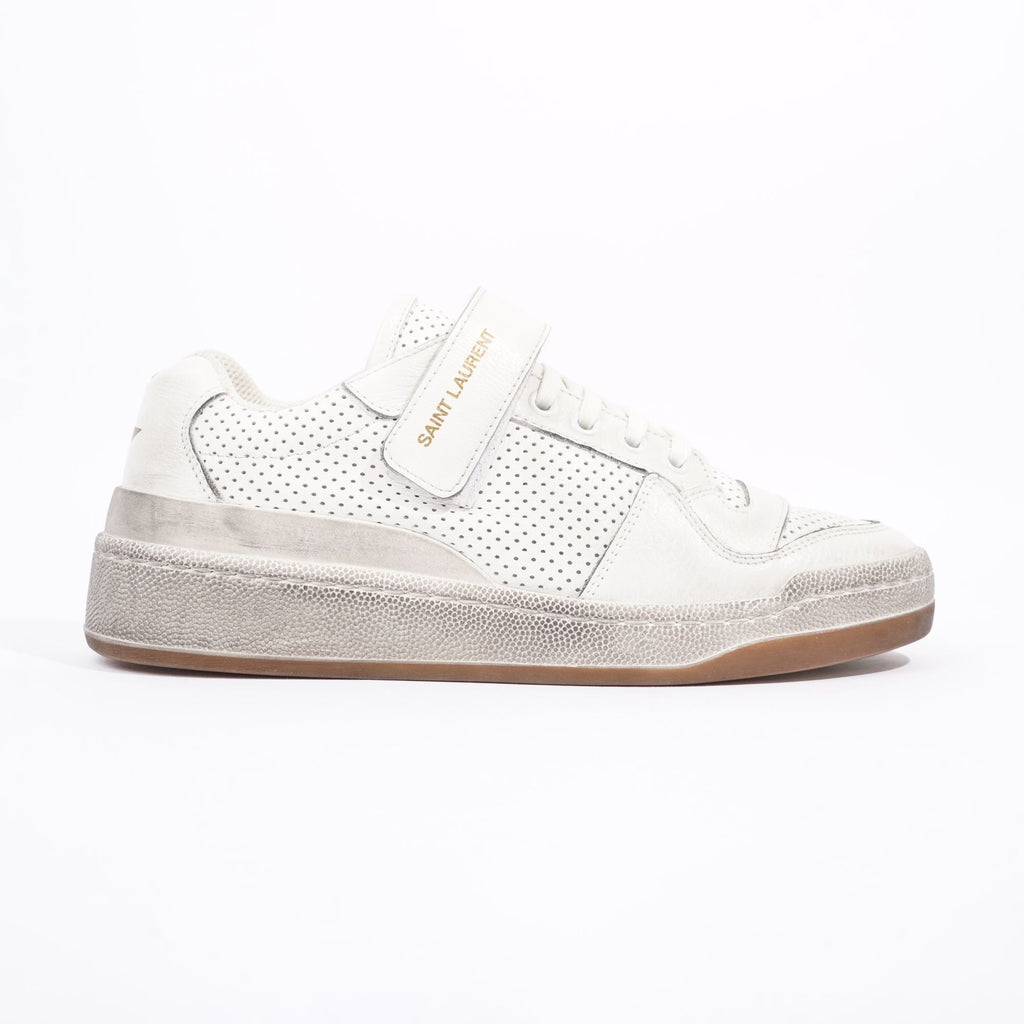 Saint Laurent Womens SL24 Low Top Sneaker Distressed White EU 37.5 / UK 4.5