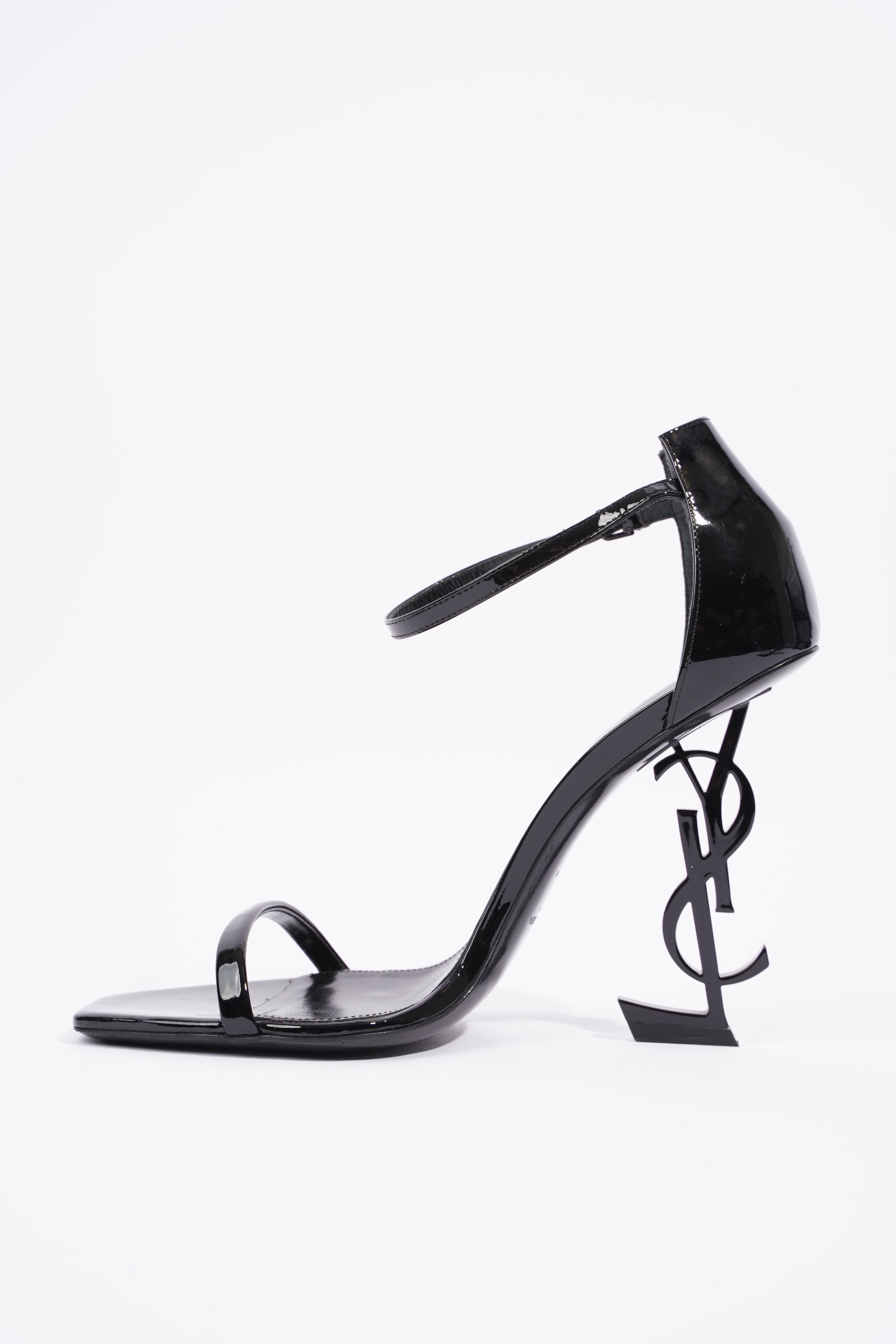 Saint Laurent Womens Opyum Sandal Patent Black EU 38 / UK 5