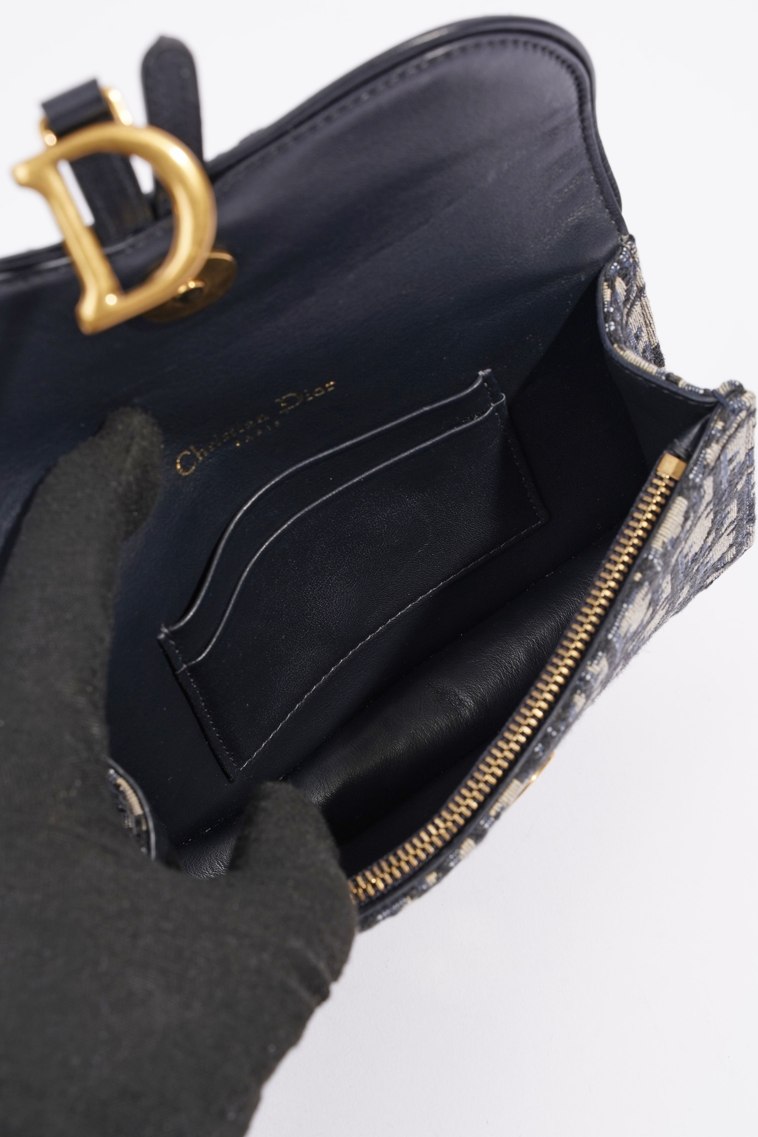 Christian Dior Saddle Belt Bag Blue Oblique Canvas