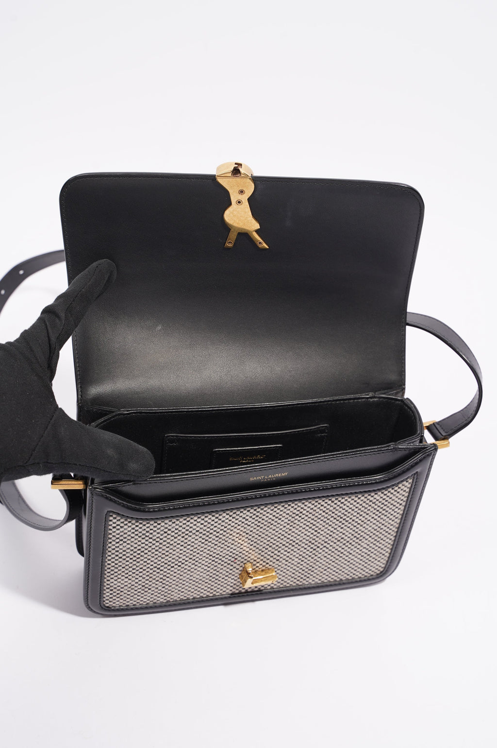 Saint Laurent Womens Solferino Beige / Black Medium